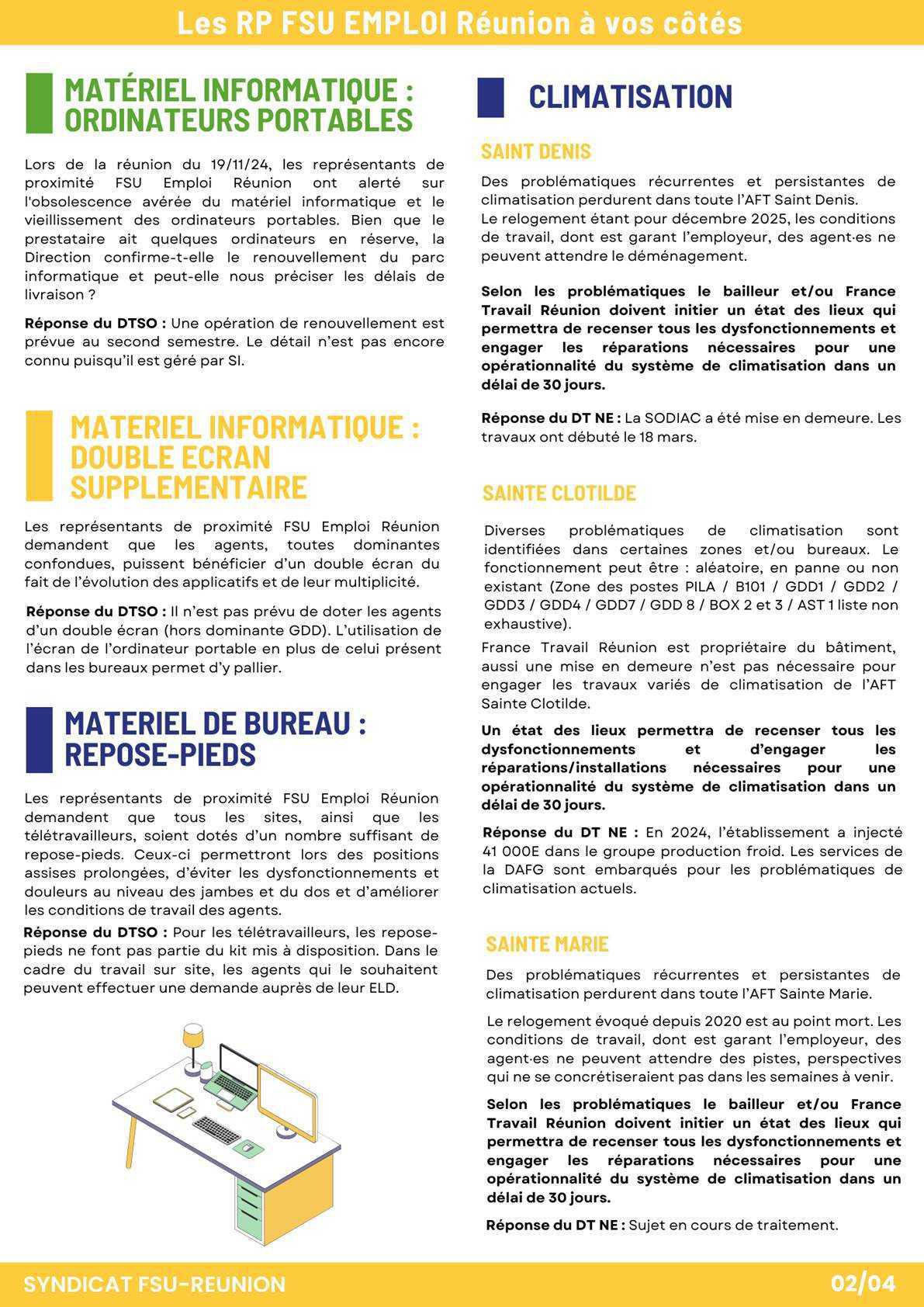 Les RP FSU Emploi Réunion à vos côtés. Mars 2025