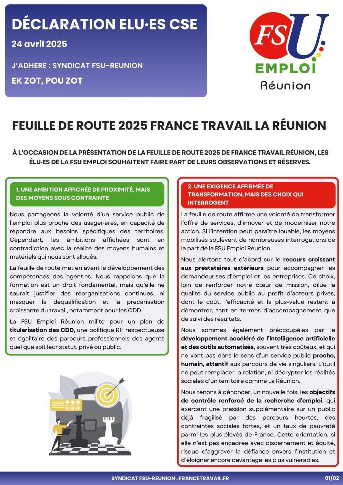 Déclaration de la FSU Emploi Réunion au CSE du 24 avril 2025