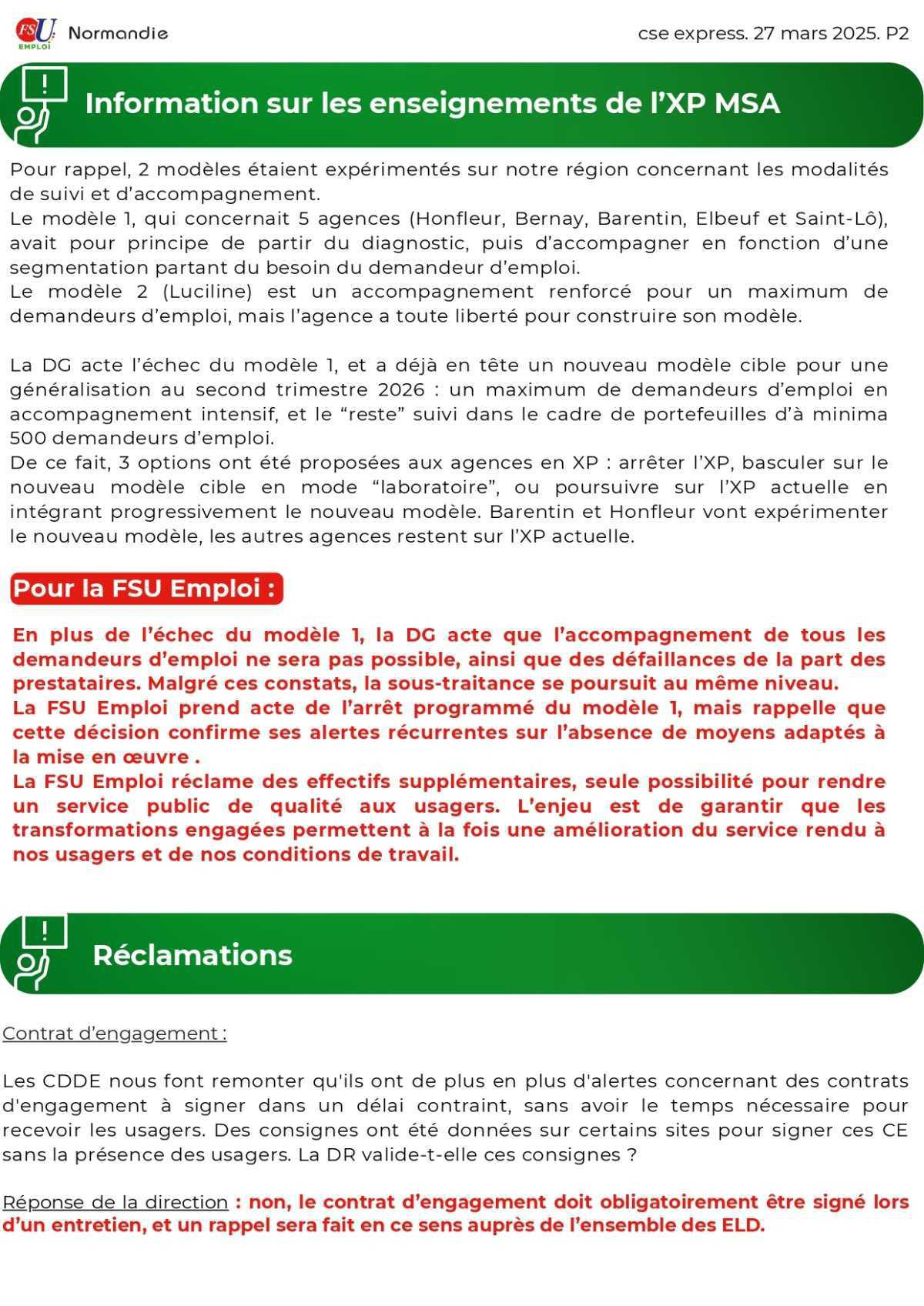 CSE Express 24 avril 2025