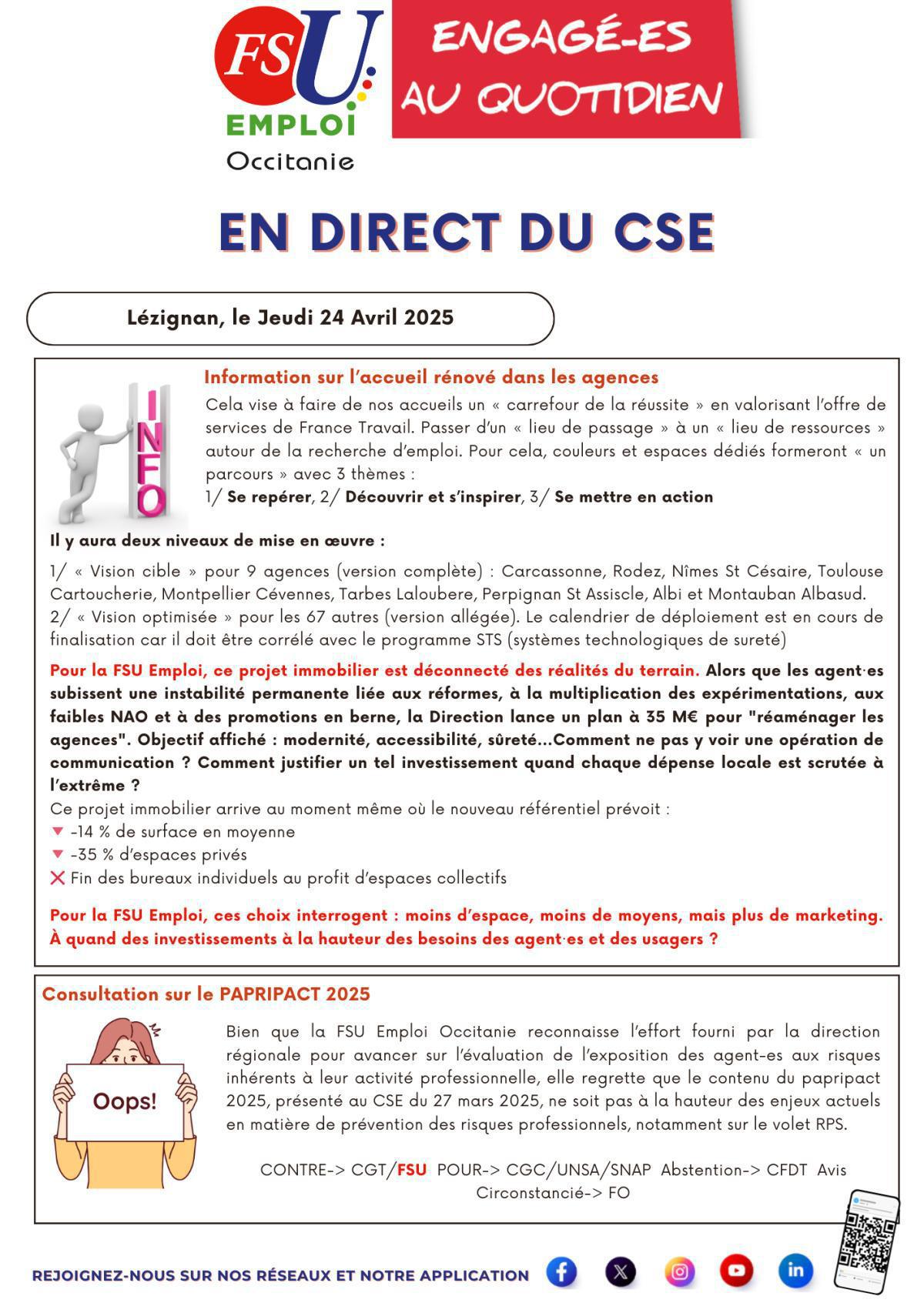 En Direct du CSE du Jeudi 24 Avril 2025