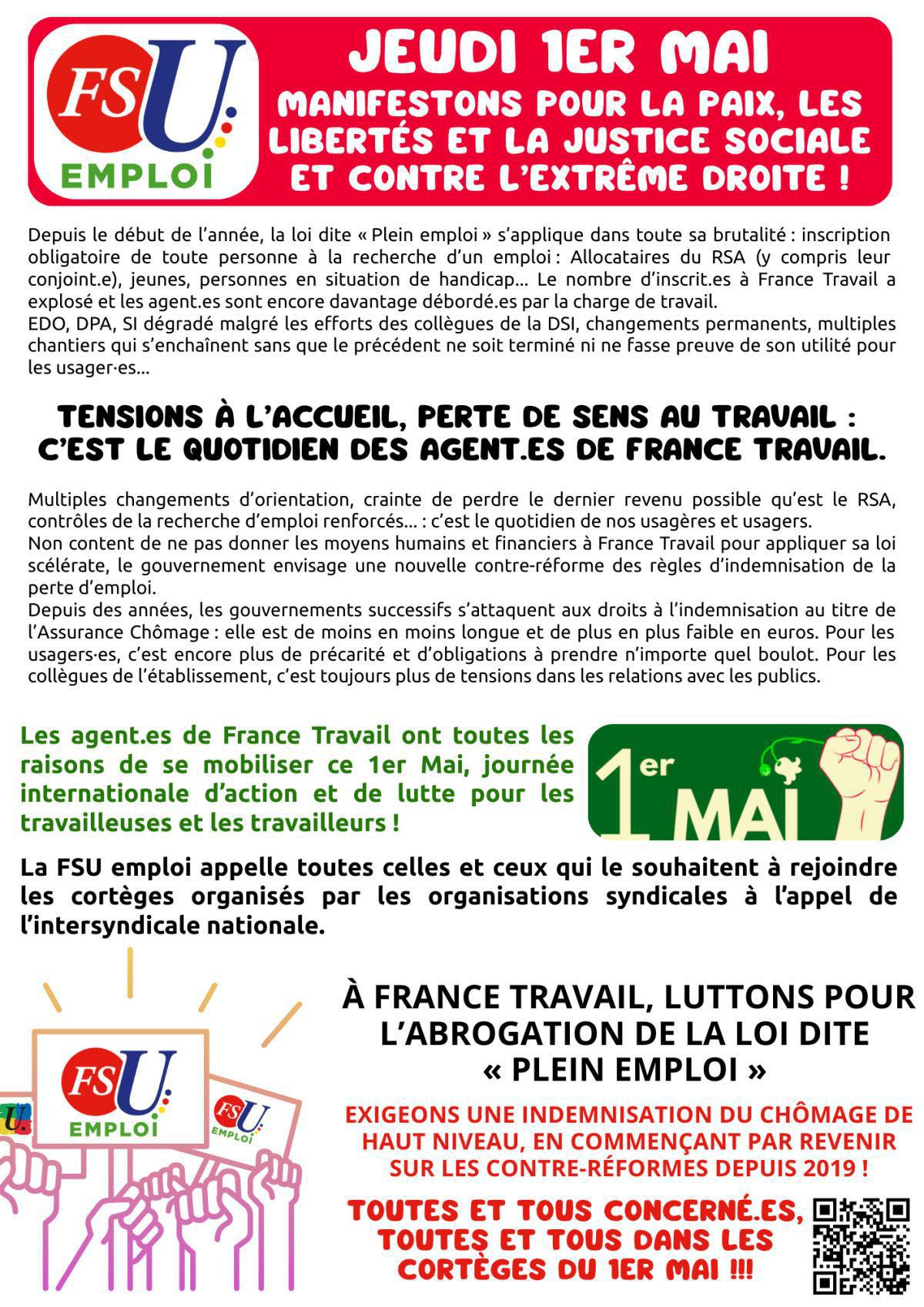 Toutes et tous concerné.es, toutes et tous dans les cortèges du 1er mai !!!