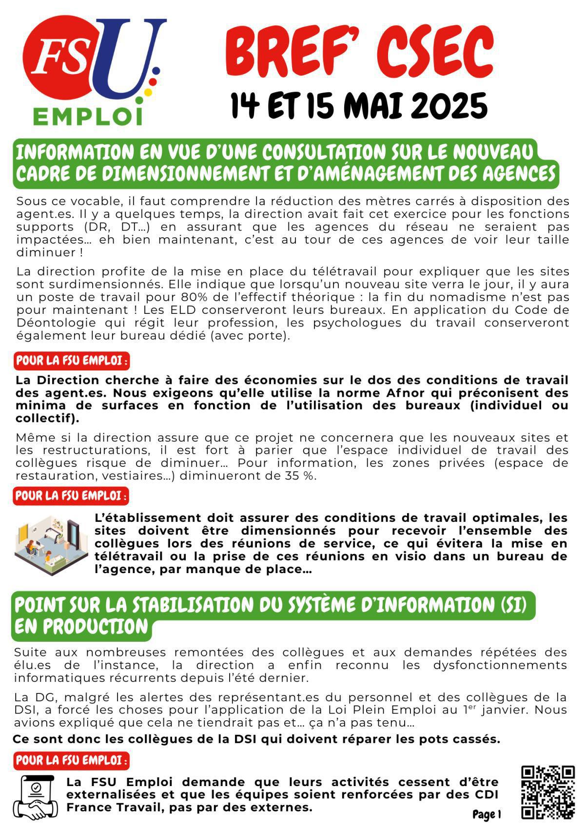 Bref CSEC des 14 et 15 mai 