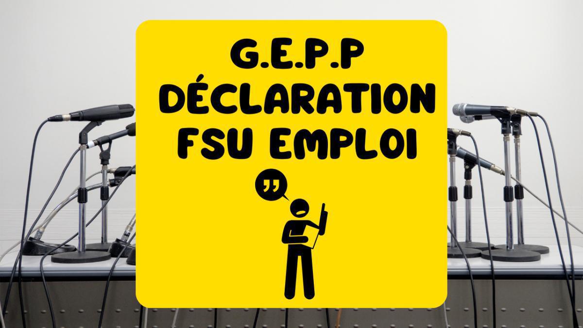 Déclaration FSU Emploi à la négociation GEPP Déclaration FSU Emploi à la négociation GEPP