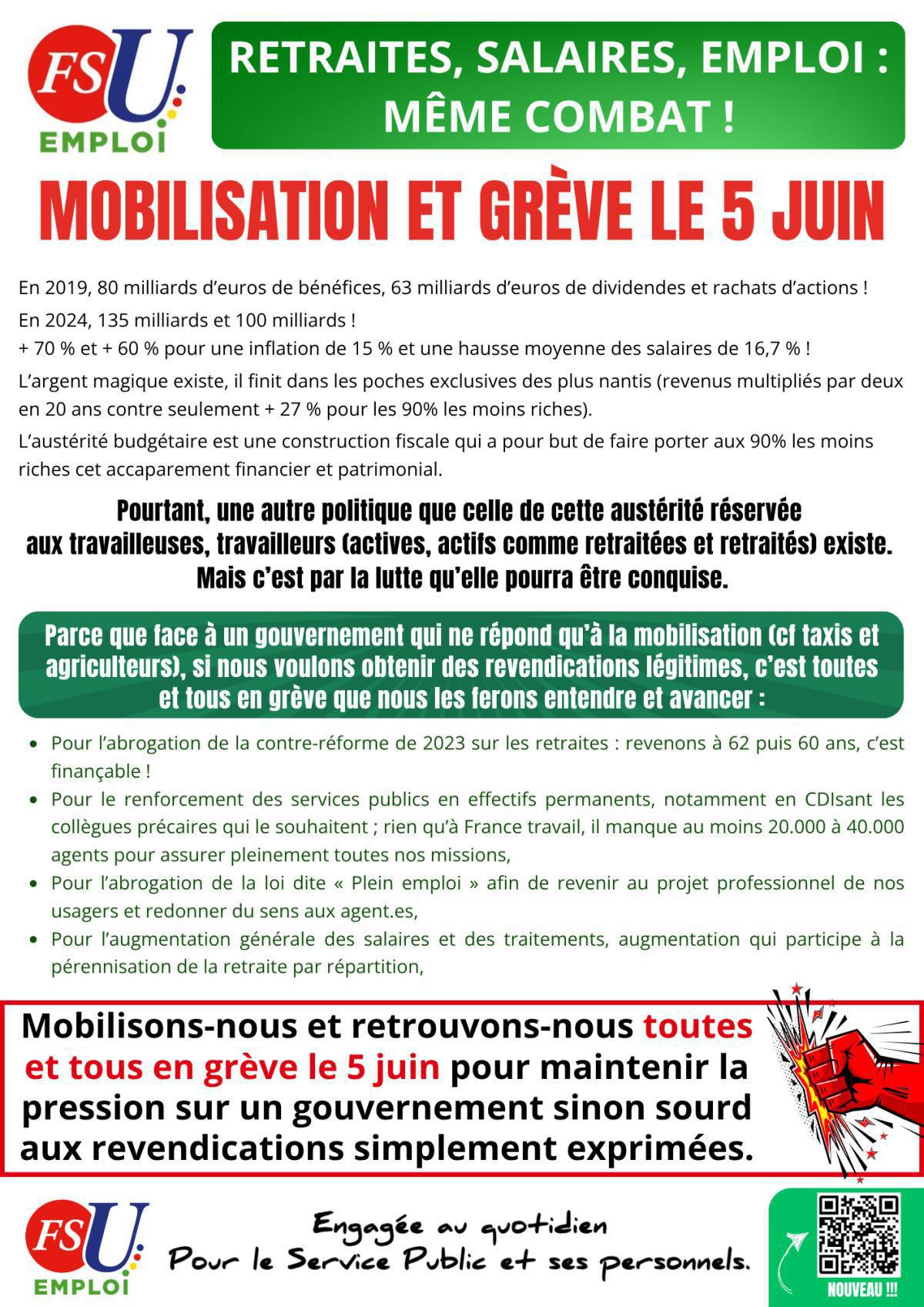 Retraites, salaires, emploi : même combat ! Retraites, salaires, emploi : même combat !