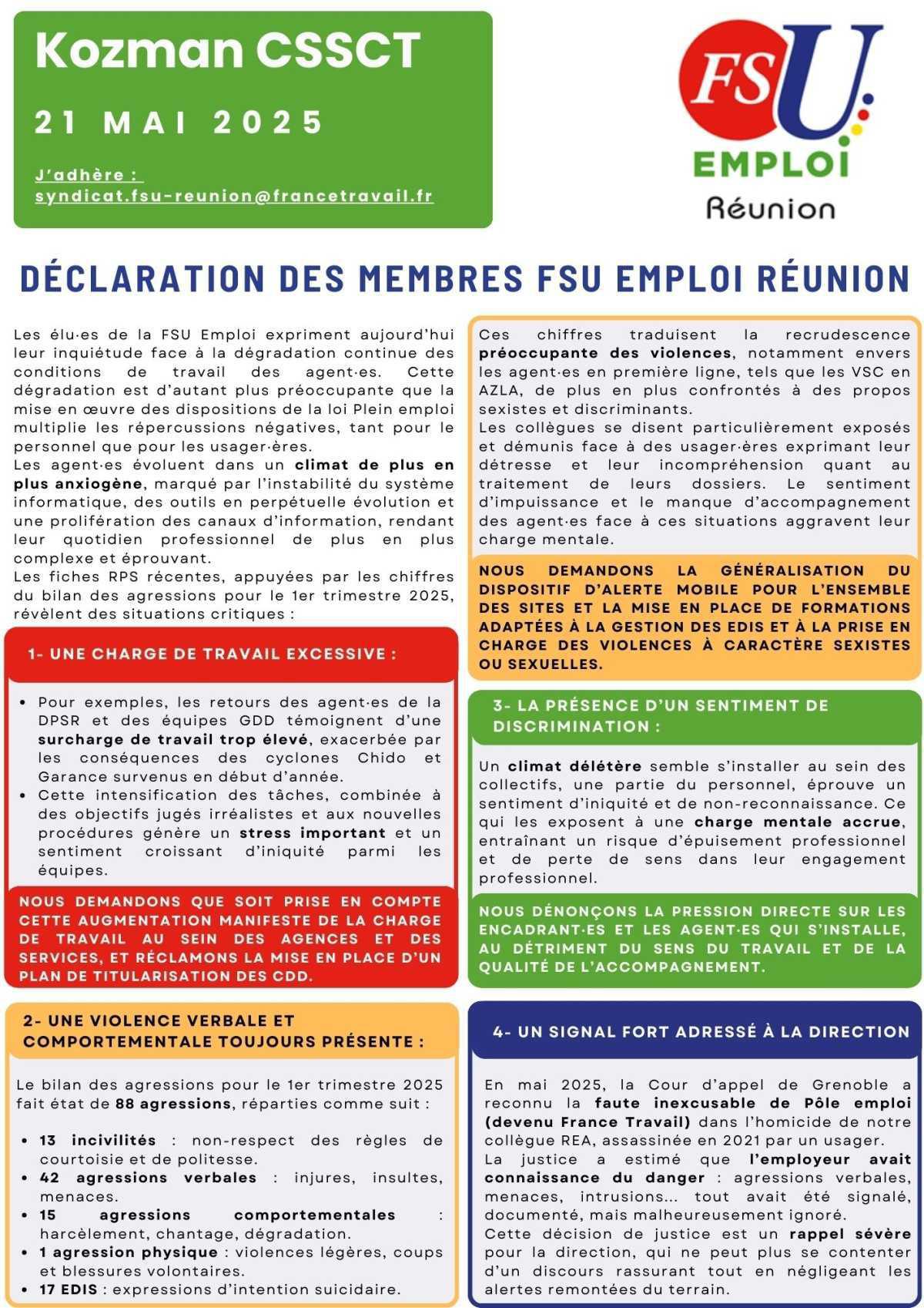 Kozman CSSCT du 21 mai 2025 : agressions et sécurité, agir sur tous les fronts !