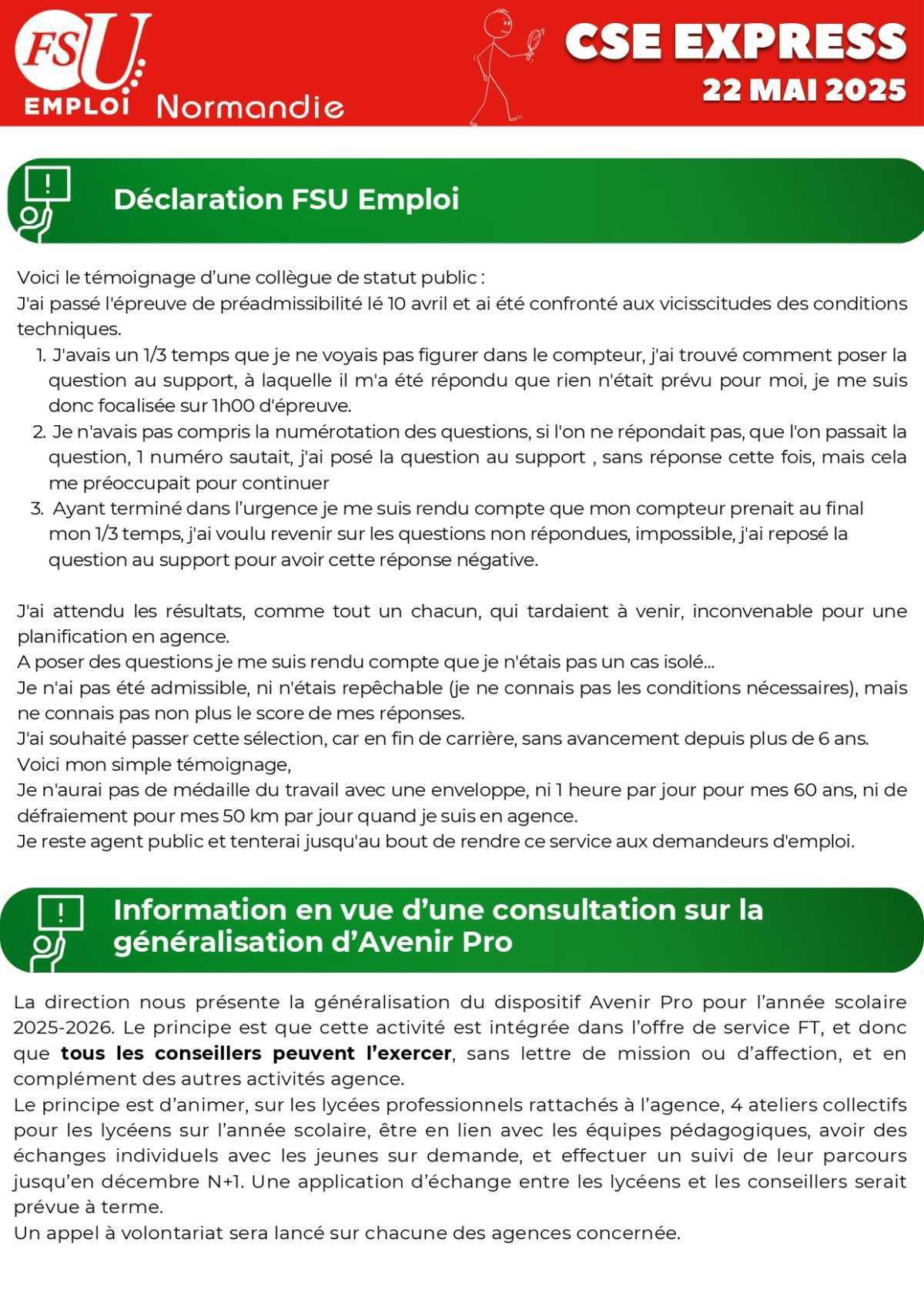 CSE Express du 22 mai 2025