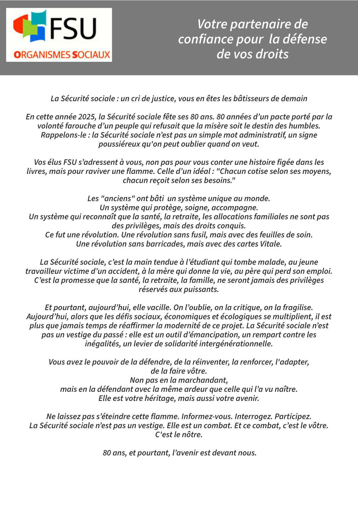 La Sécurité sociale : 80 ans, et pourtant, l’avenir est devant nous ! La Sécurité sociale : 80 ans, et pourtant, l’avenir est devant nous !