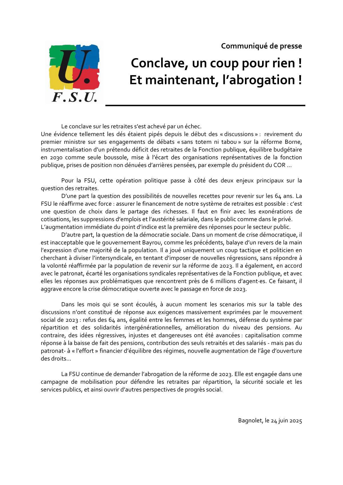 Conclave, un coup pour rien ! Et maintenant, l’abrogation ! Conclave, un coup pour rien ! Et maintenant, l’abrogation !