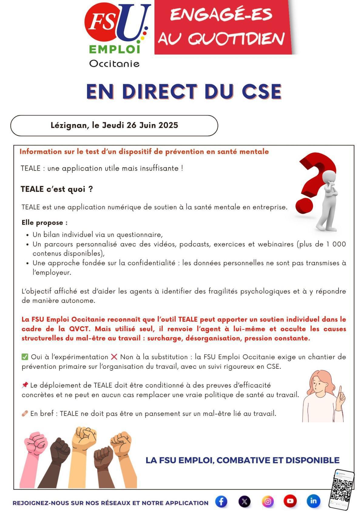 En Direct du CSE du Jeudi 26 juin 2025