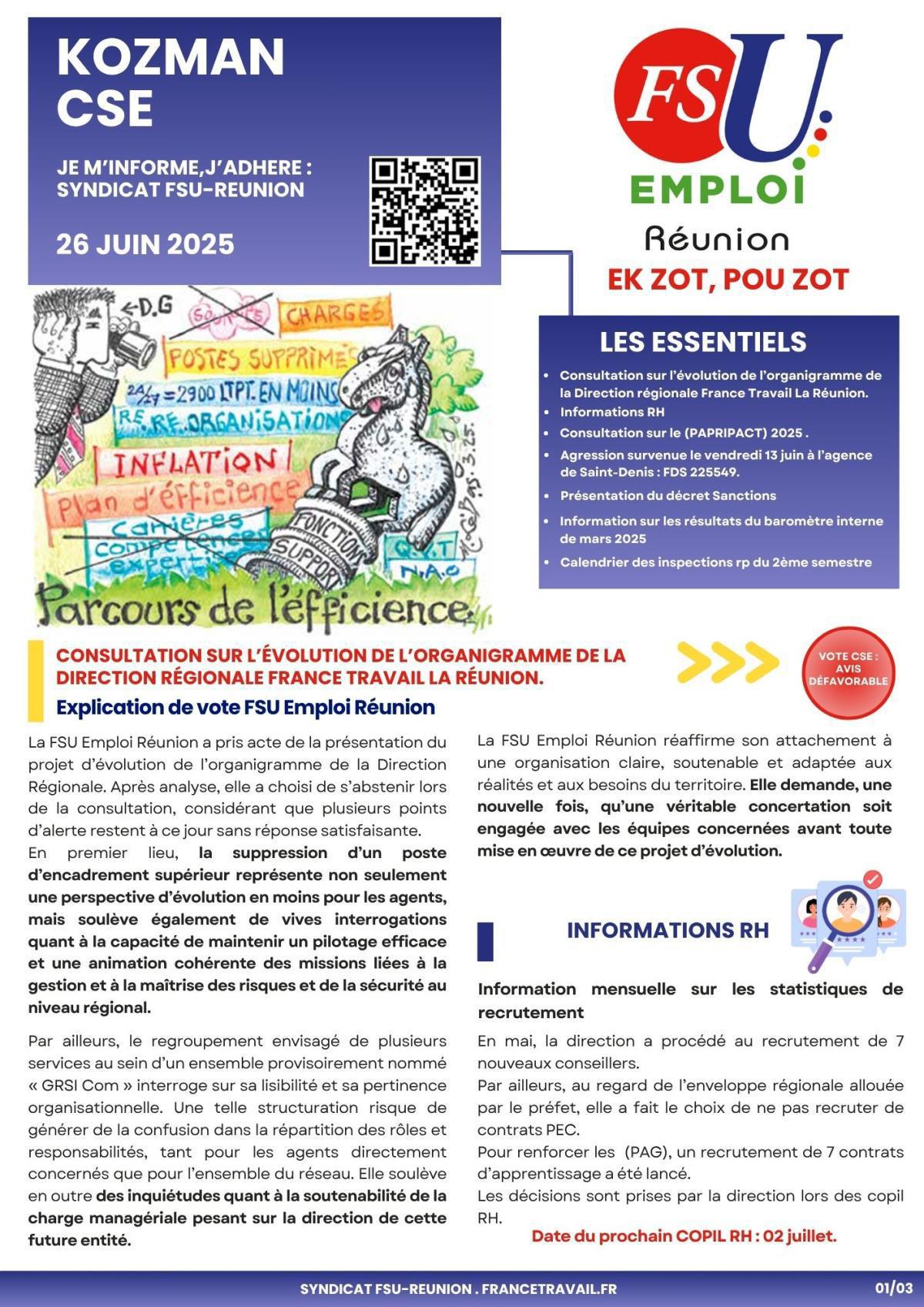 Kozman CSE du 26 juin 2025 Kozman CSE du 26 juin 2025