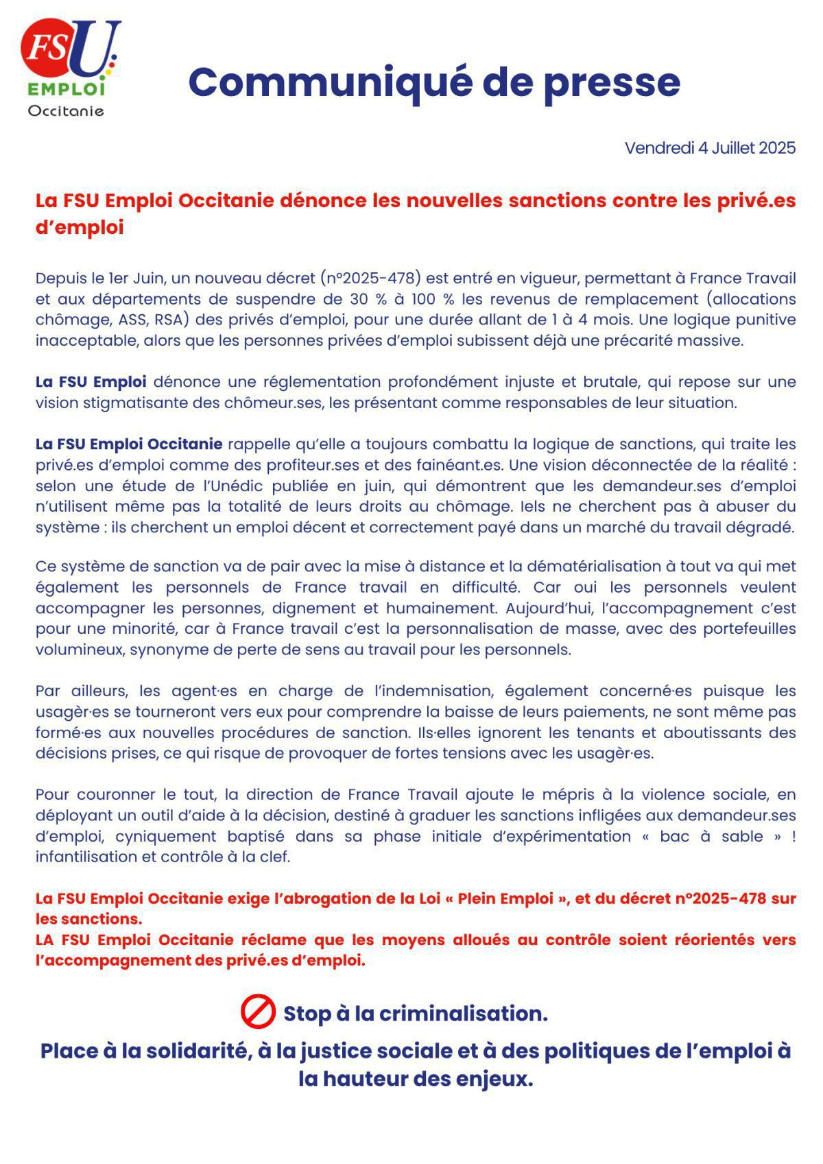 Communiqué de presse 
