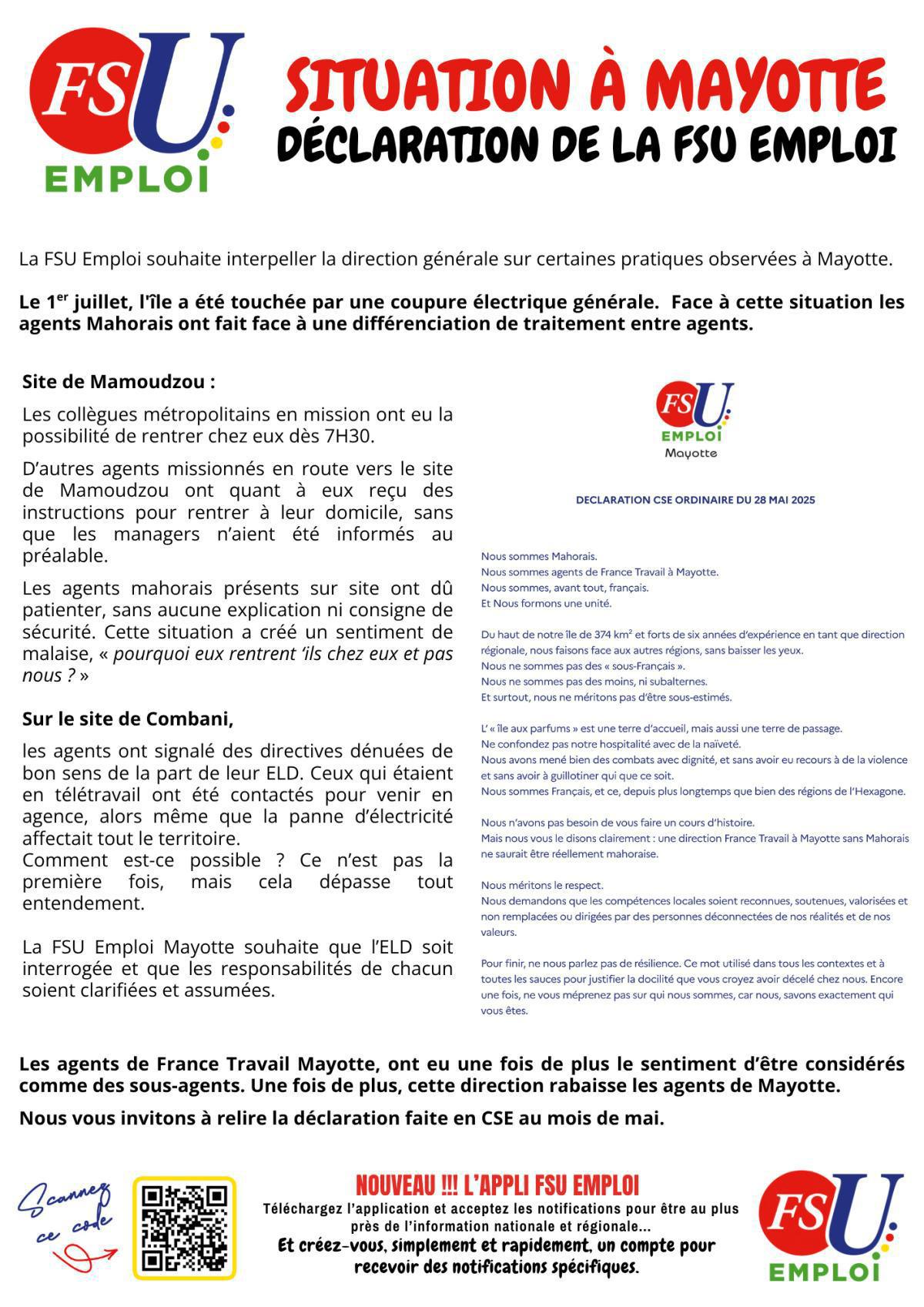 Situation à Mayotte : déclaration de la FSU Emploi