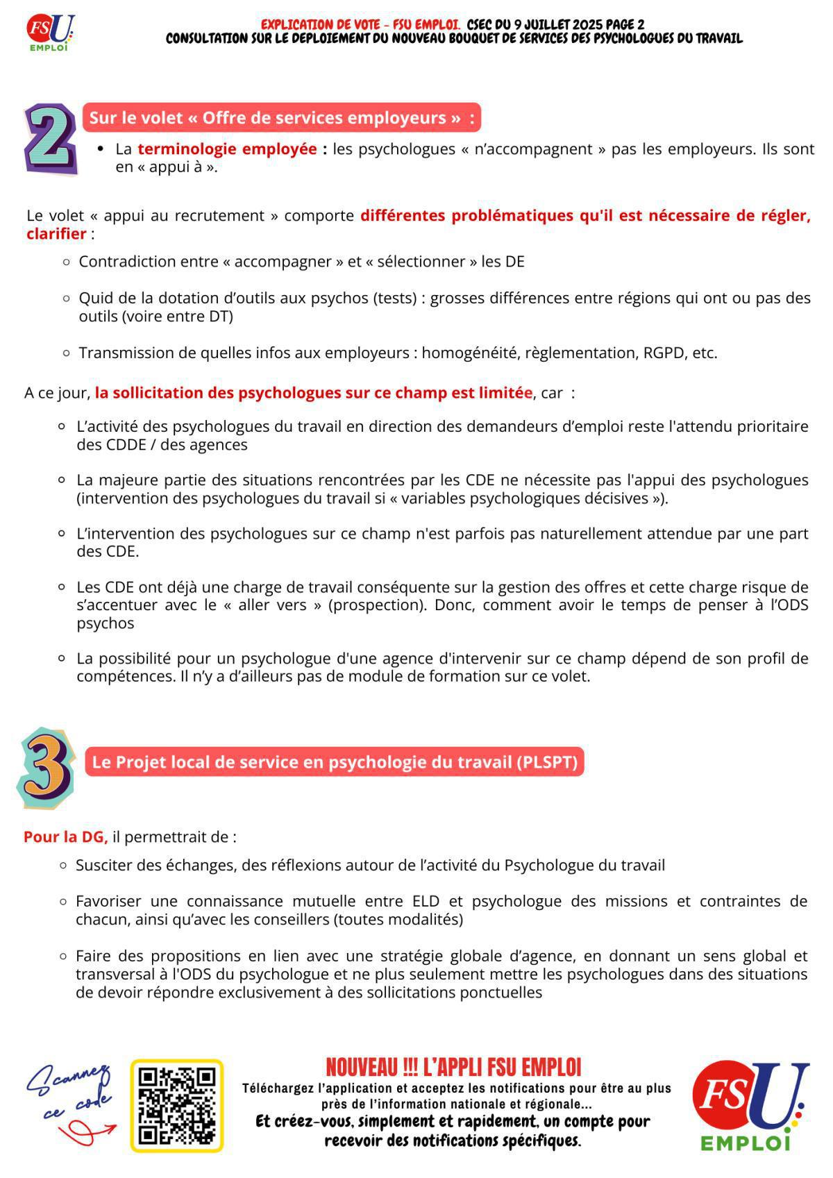 Nouveau bouquet de services des psychologues du travail