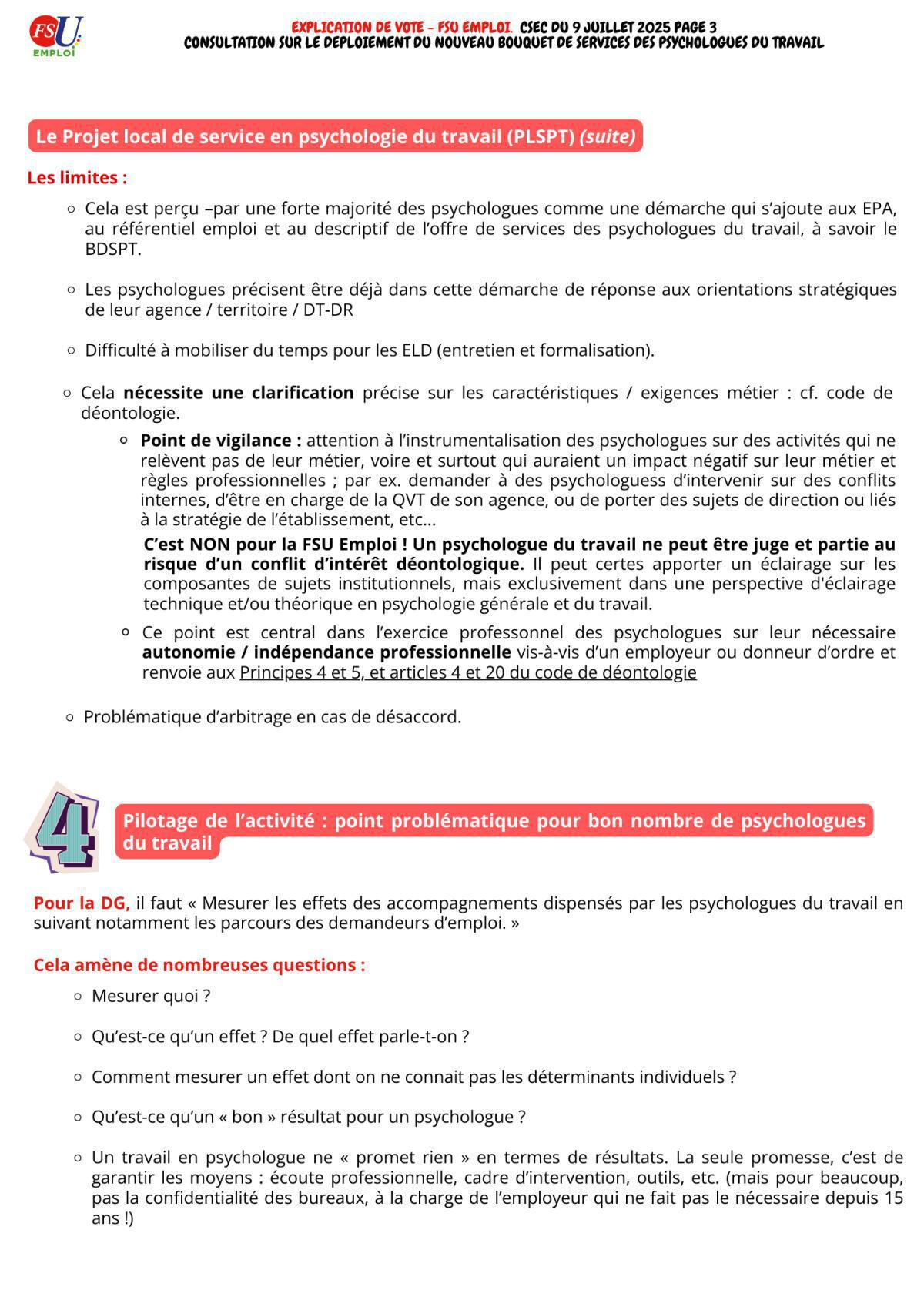 Nouveau bouquet de services des psychologues du travail