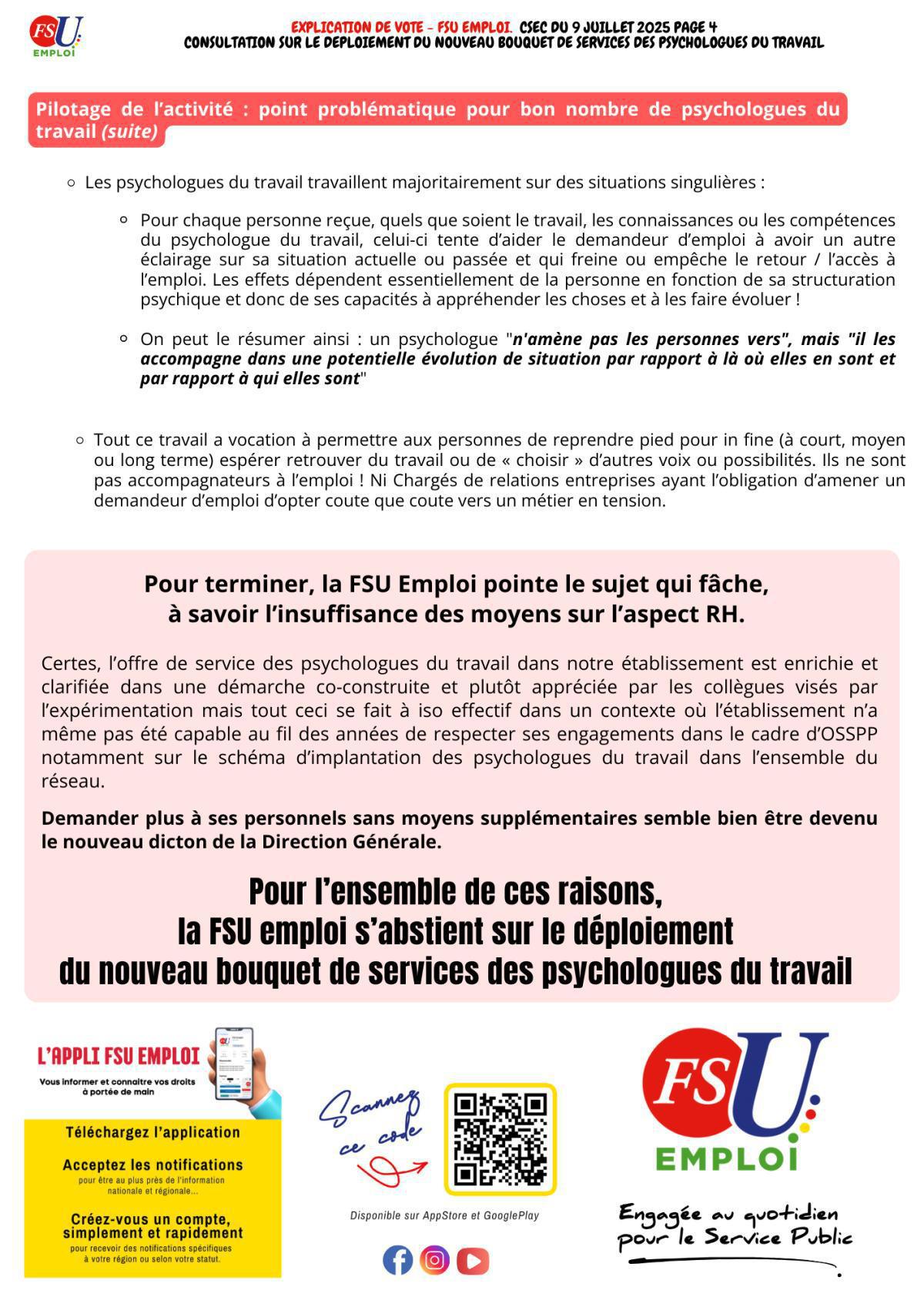 Nouveau bouquet de services des psychologues du travail