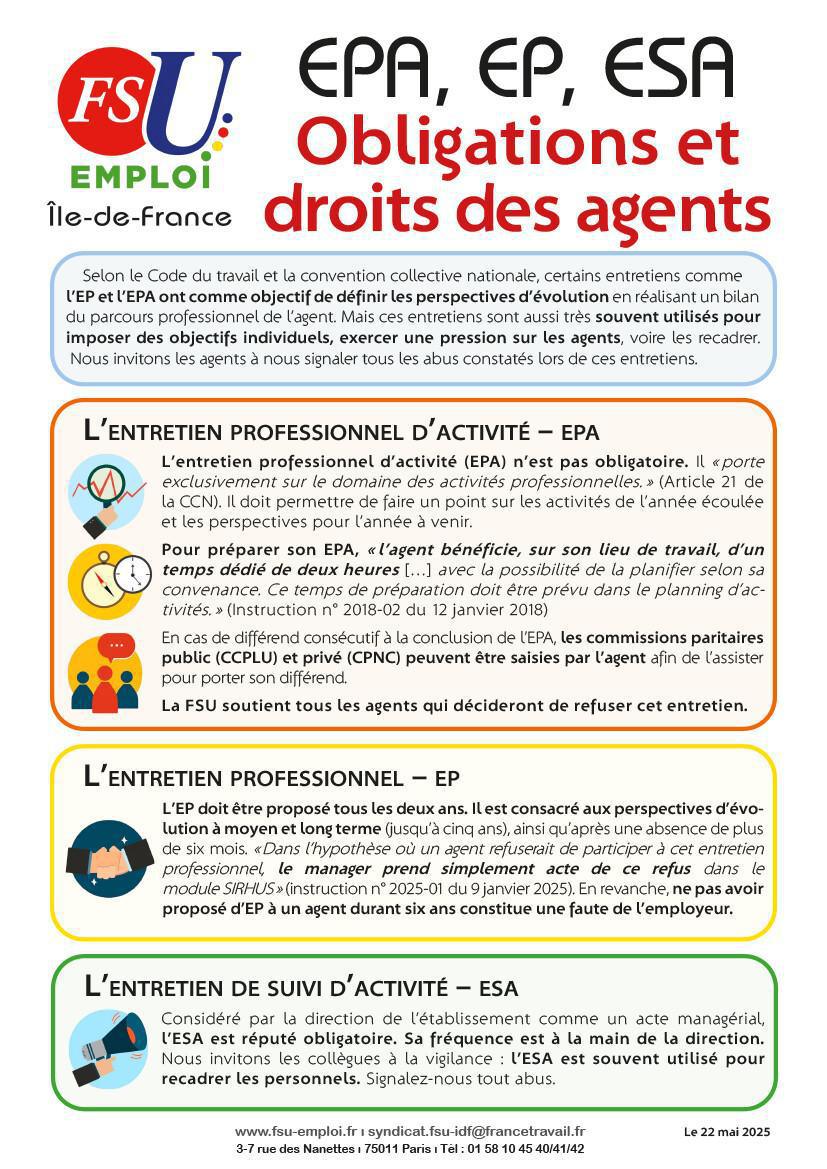 EPA, EP, ESA : Obligations et droits des agents EPA, EP, ESA : Obligations et droits des agents