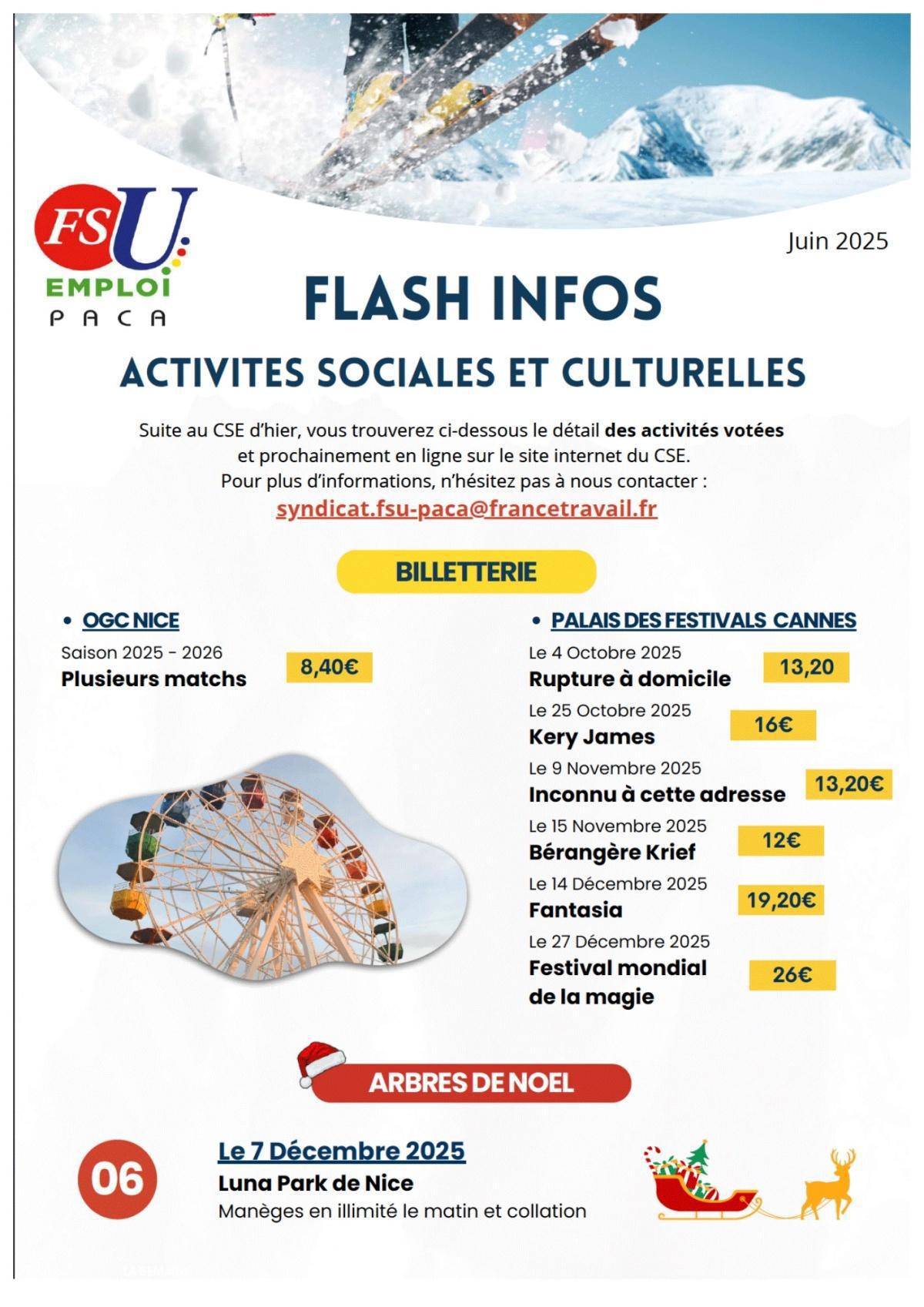 Activités Sociales et Culturelles : flash infos de juin