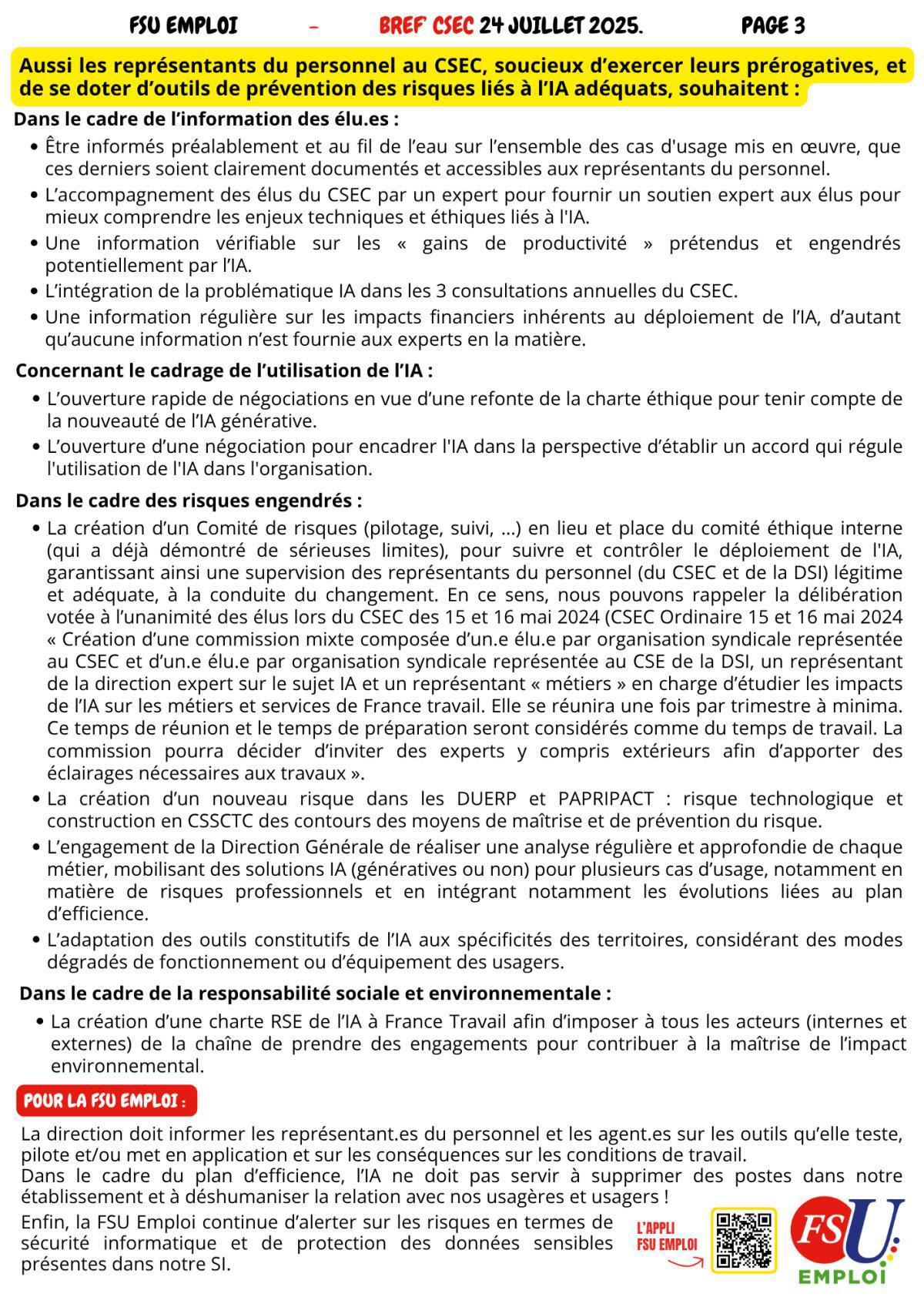 Bref CSEC du 24 juillet Bref CSEC du 24 juillet