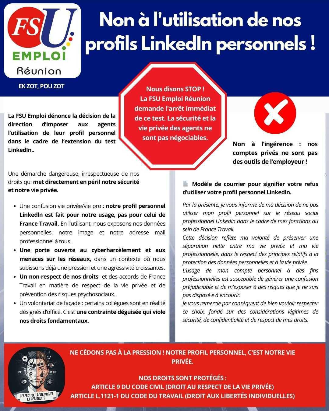 Non à l'utilisation de nos profils LinkedIn personnels !