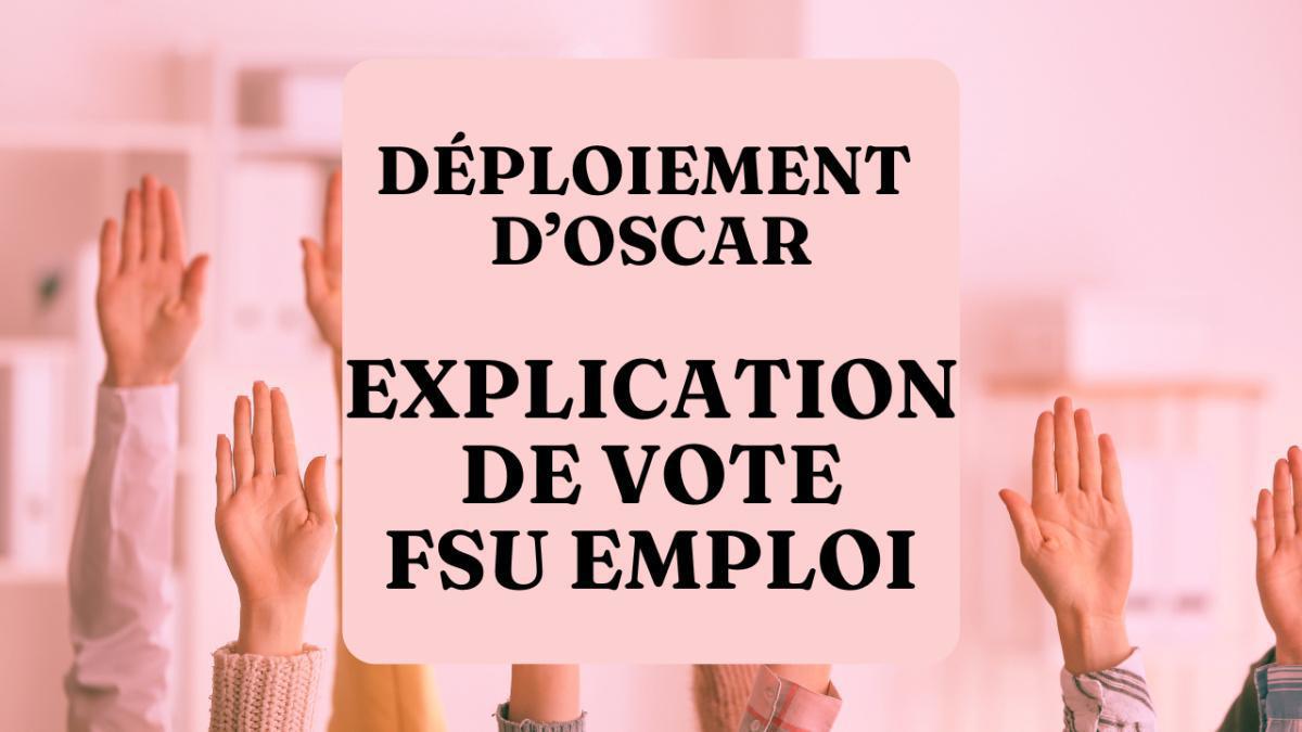 Déploiement d'OSCAR : consultation au CSEC Déploiement d'OSCAR : consultation au CSEC