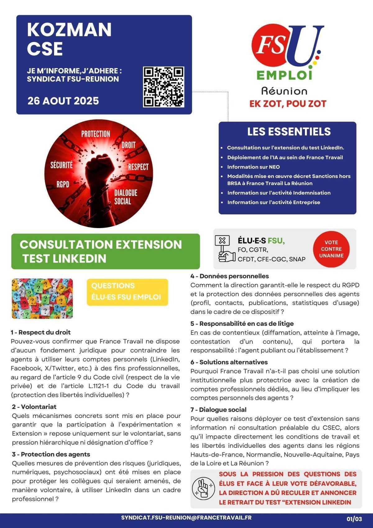 Kozman CSE du 26 août 2025 Kozman CSE du 26 août 2025