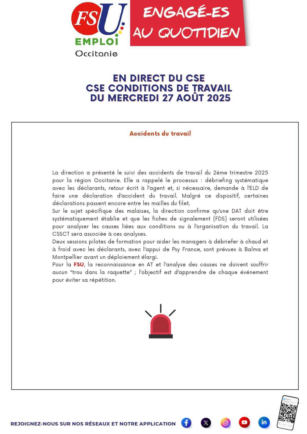 En Direct du CSE du mercredi 27 août 2025