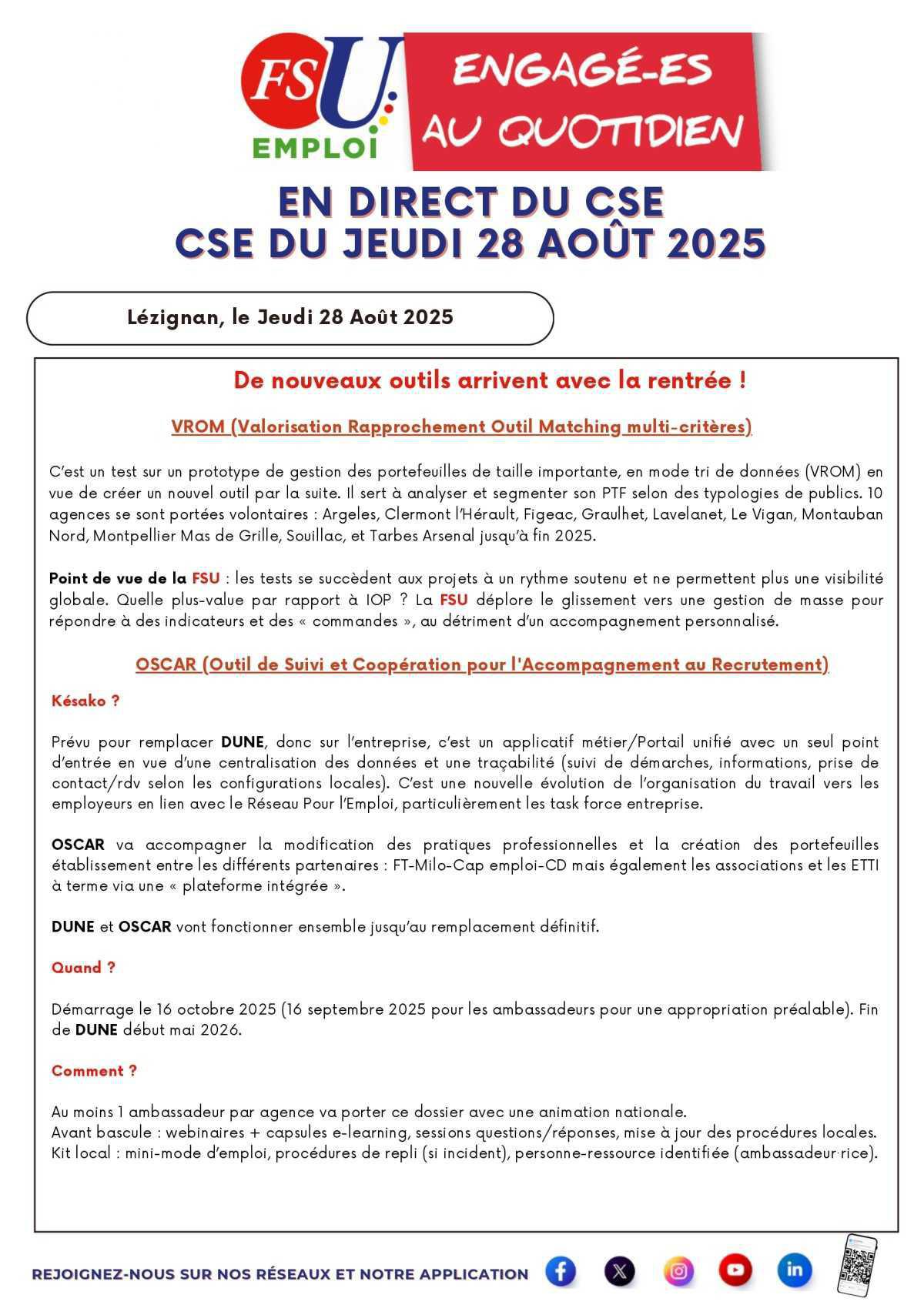 En Direct du CSE du 28 Août 2025