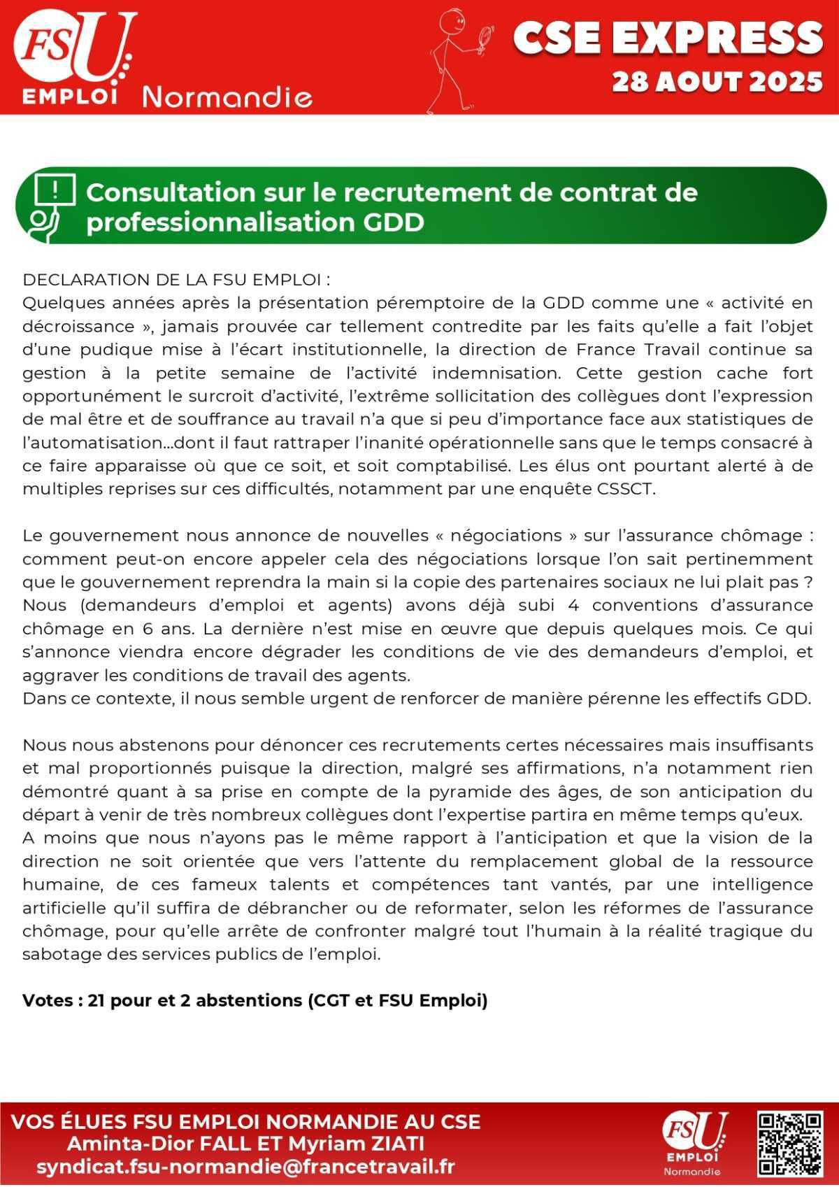 CSE Express du 28 août 2025