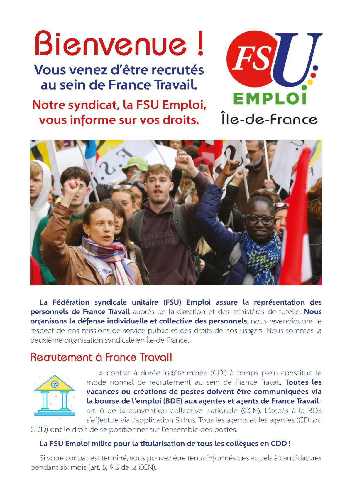 Livret d'accueil, Vous venez d'être recrutés, La FSU vous informe sur vos droits