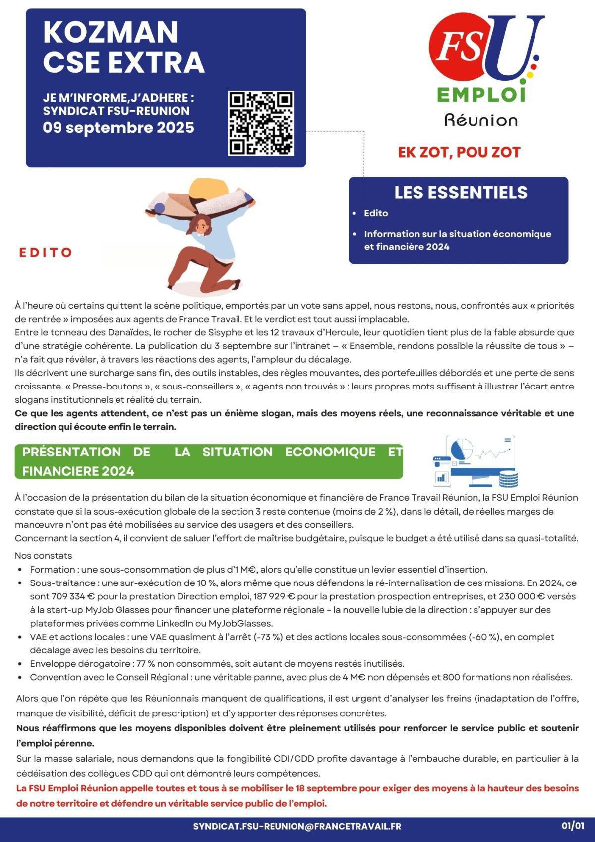 Kozman CSE Extra du 09 septembre 2025