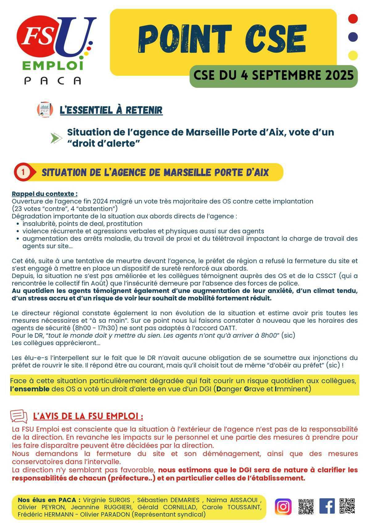 Point CSE Août 2025