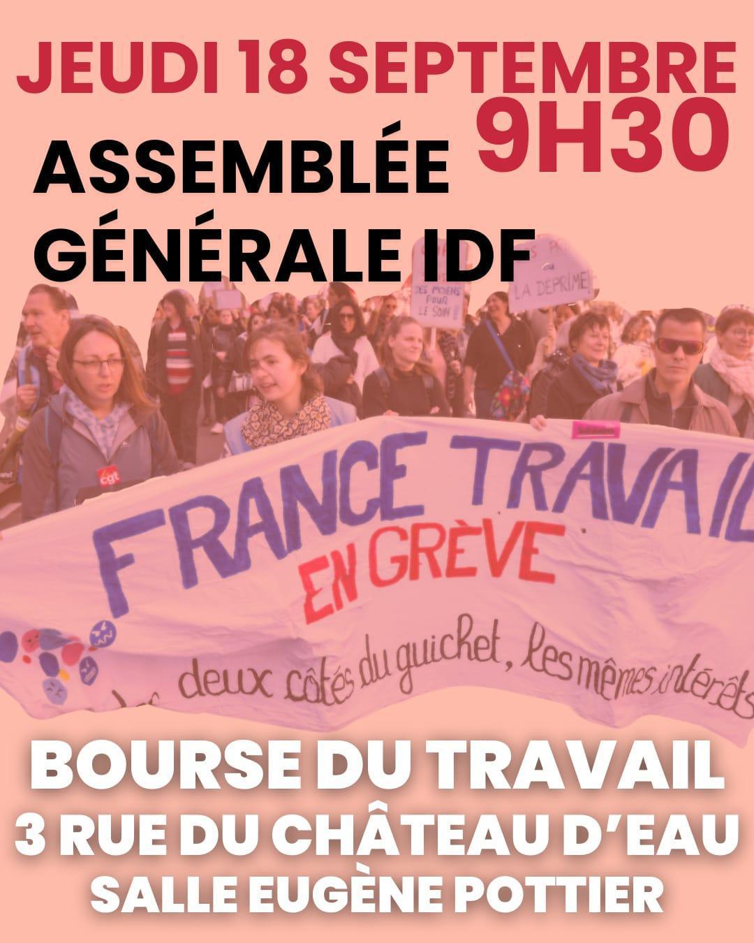 18 SEPTEMBRE - ASSEMBLÉE GÉNÉRALE 9H30 BOURSE DU TRAVAIL DE PARIS