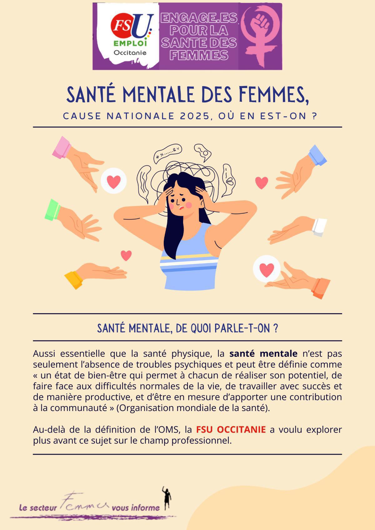 Santé mentale des Femmes, cause nationale 2025... Où en est-on ?