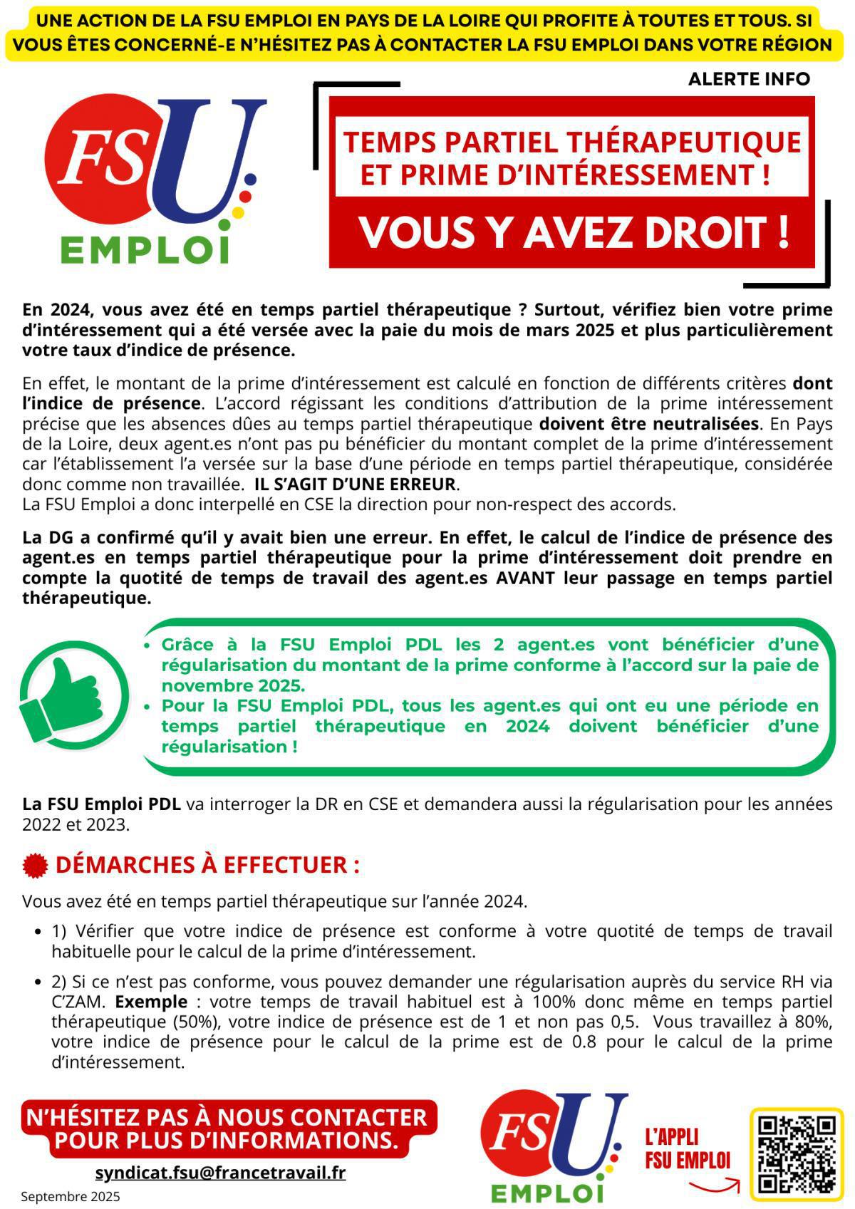 Temps partiel thérapeutique et prime d’intéressement ! Vous y avez droit ! Temps partiel thérapeutique et prime d’intéressement ! Vous y avez droit !