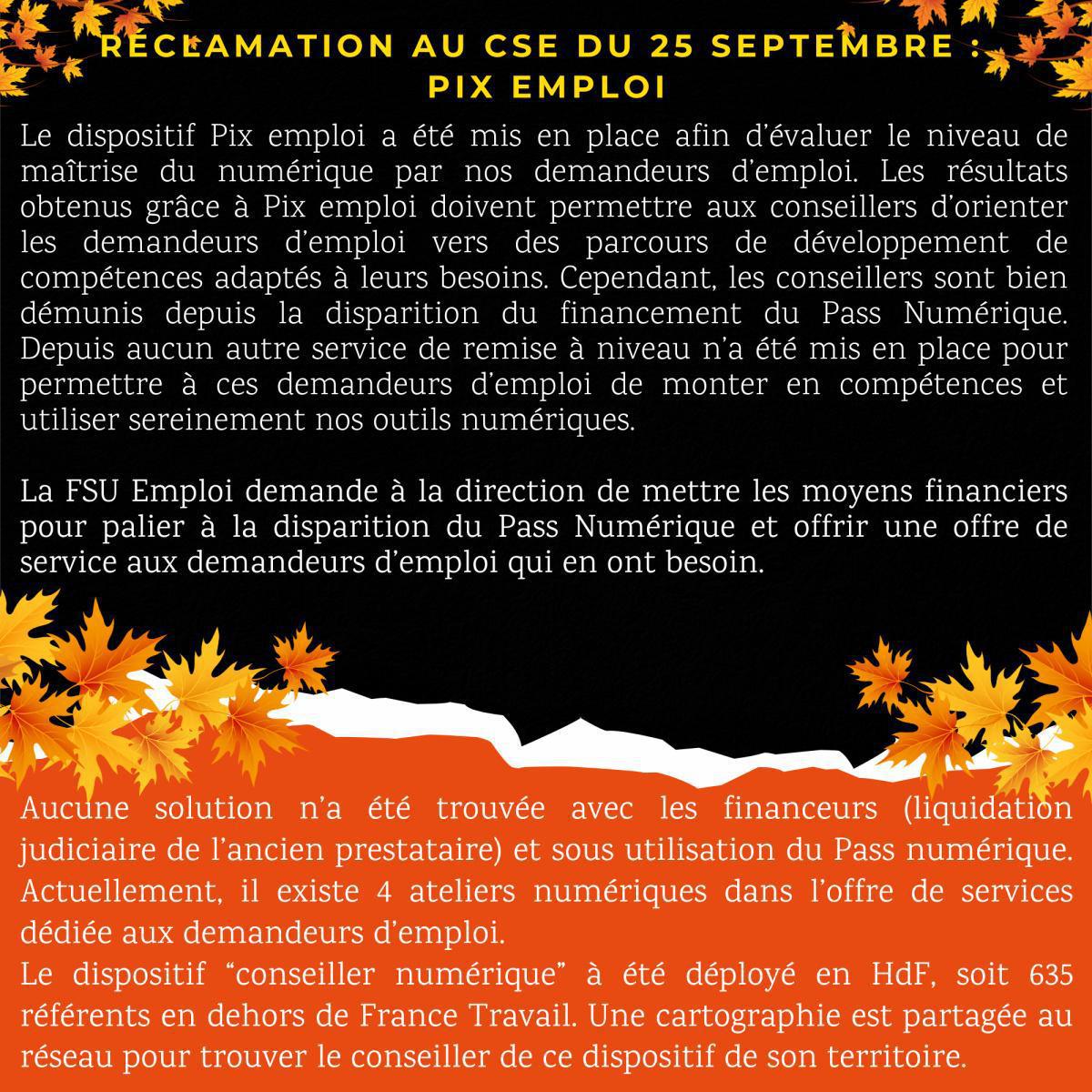 Réclamations au CSE de Septembre 2025