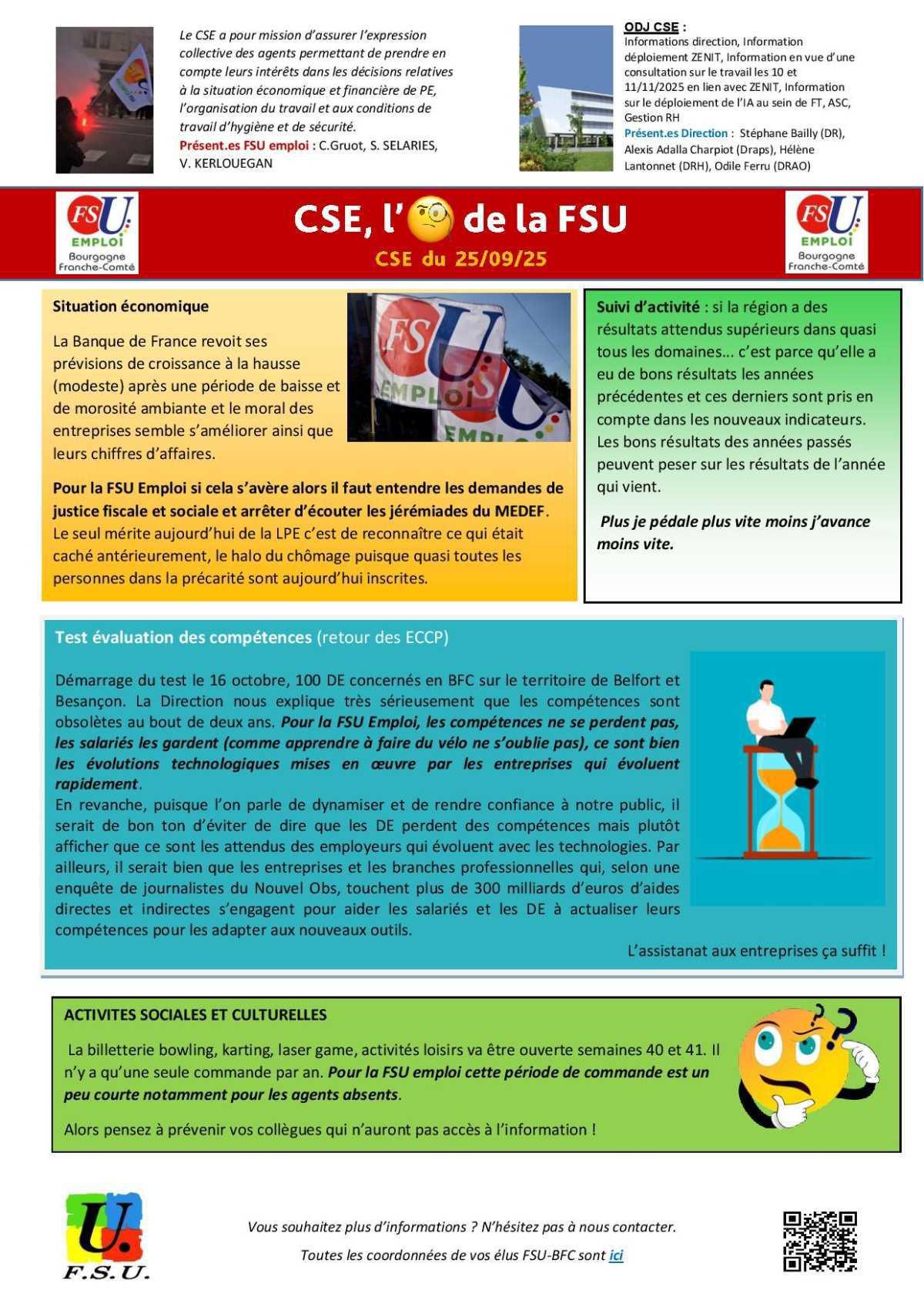 L'oeil de la FSU Emploi - CSE de septembre 2025 L'oeil de la FSU Emploi - CSE de septembre 2025