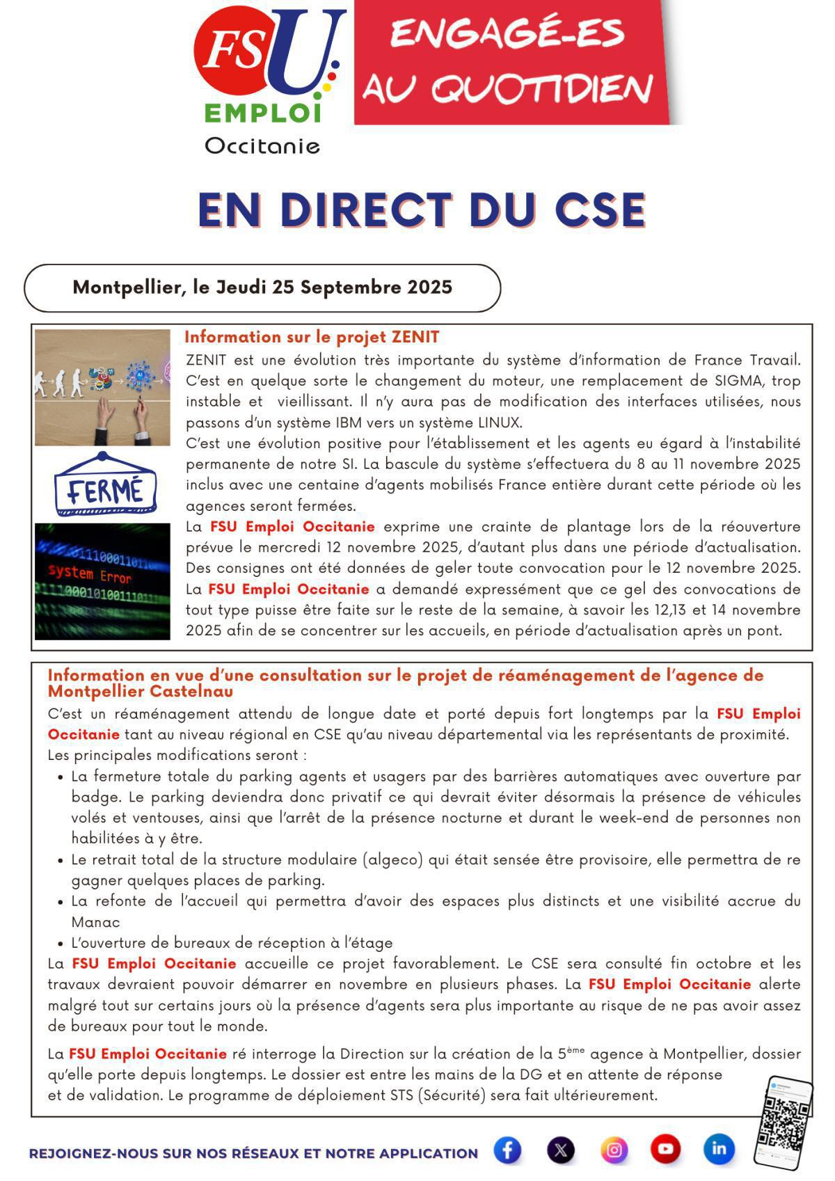 En Direct du CSE du 25 Septembre 2025