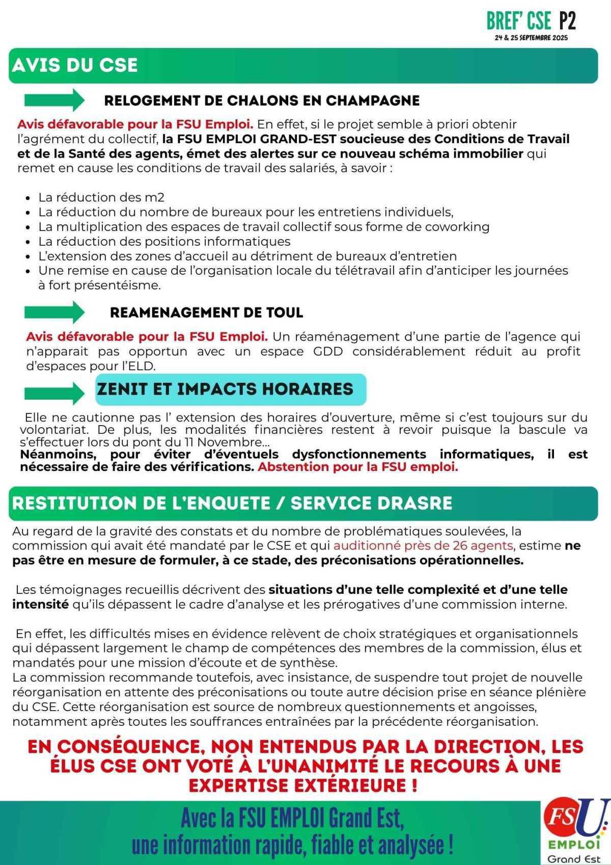 BREF CSE 24 et 25 Septembre 2025