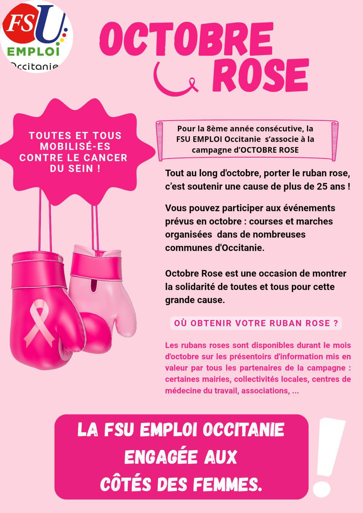 La FSU Emploi Occitanie engagée pour Octobre Rose.