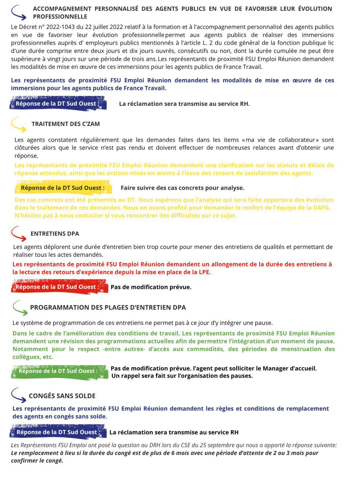 Les RP FSU Emploi Réunion à vos côtés. Septembre 2025