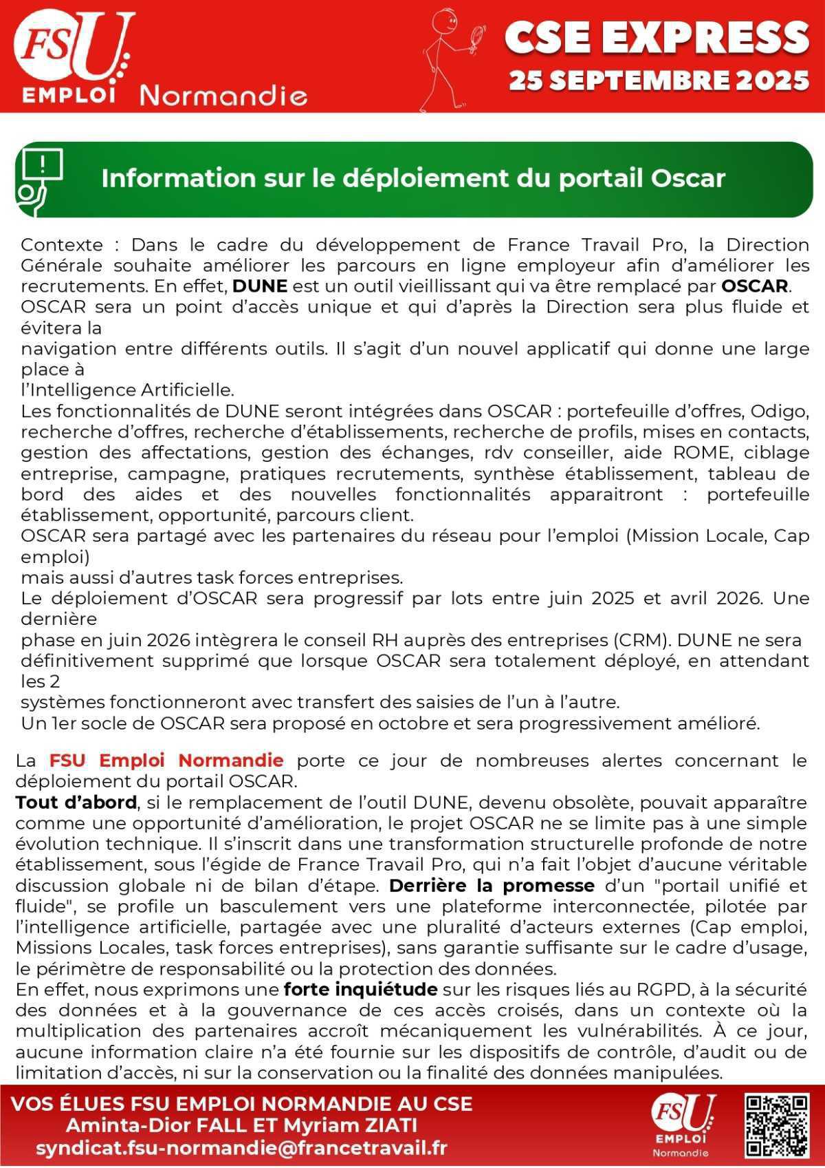 CSE Express du 25 septembre 2025