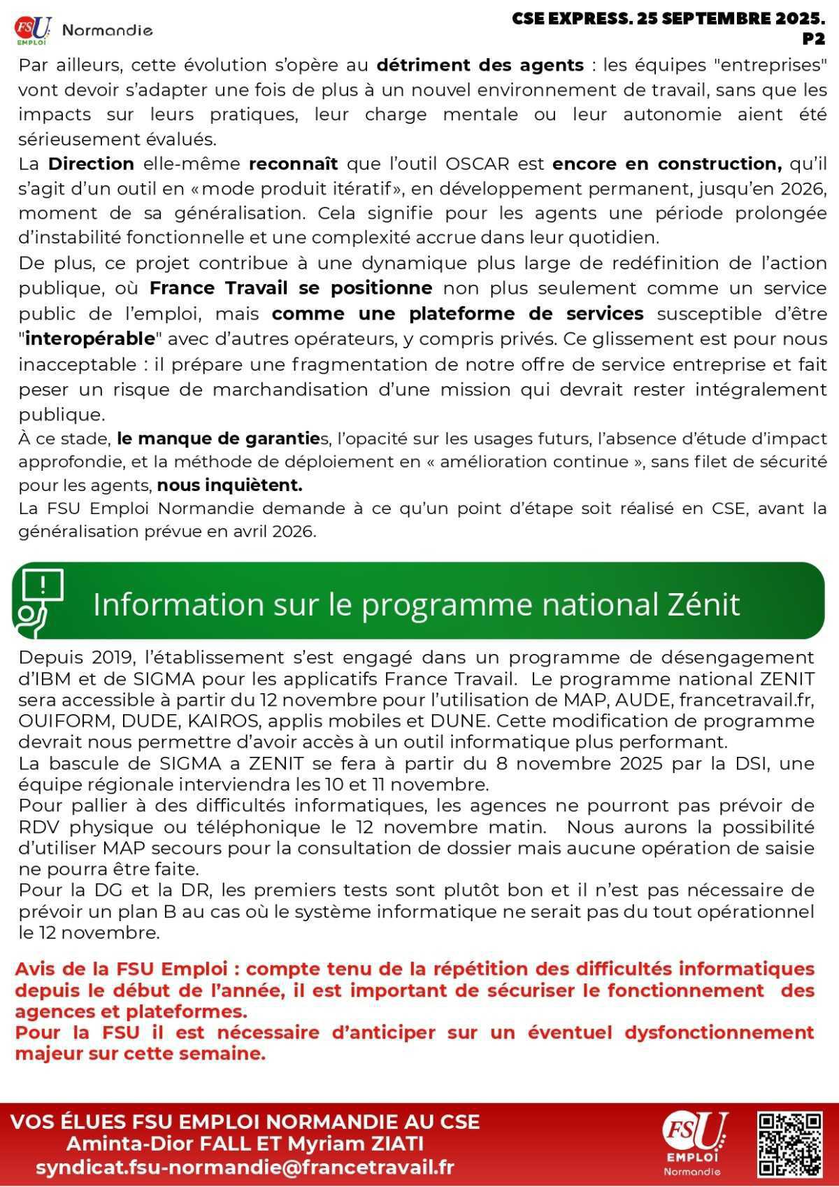 CSE Express du 25 septembre 2025