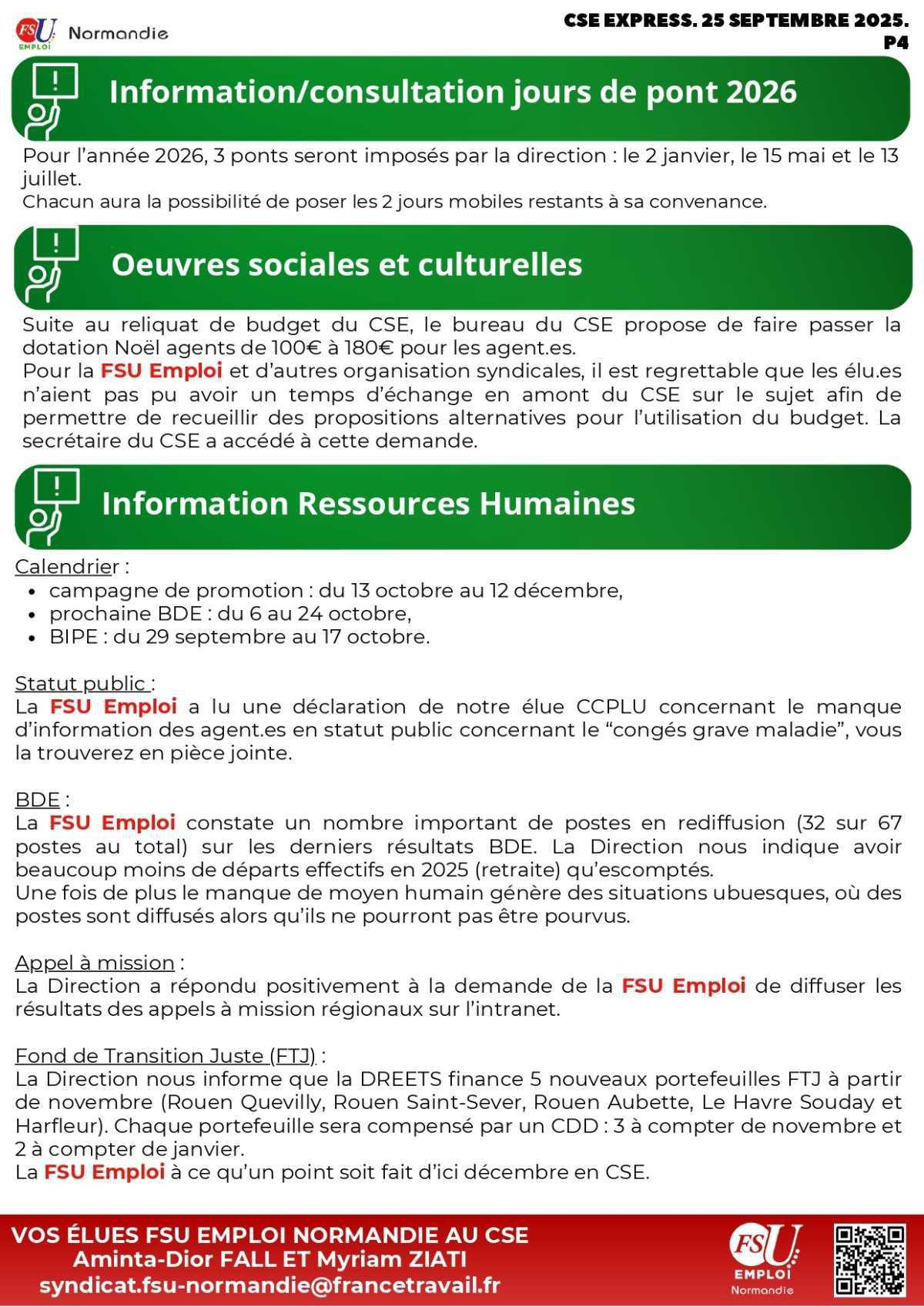 CSE Express du 25 septembre 2025