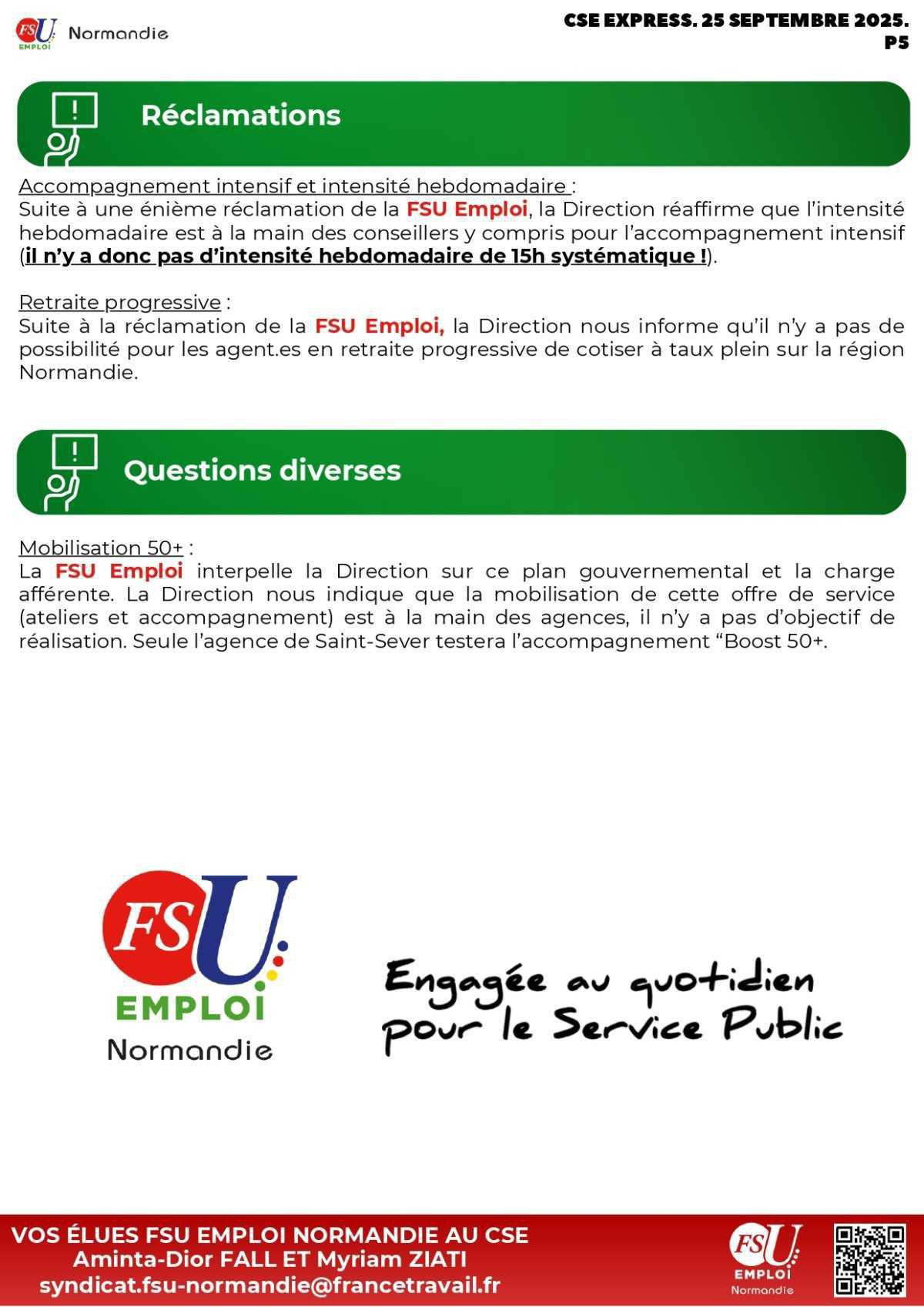 CSE Express du 25 septembre 2025