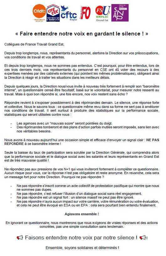 BOYCOTT du BAROMETRE INTERNE 