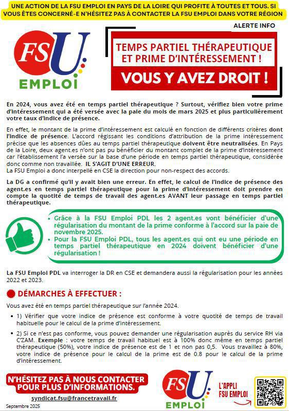 INTERESSEMENT ET MI-TEMPS thérapeutique 
