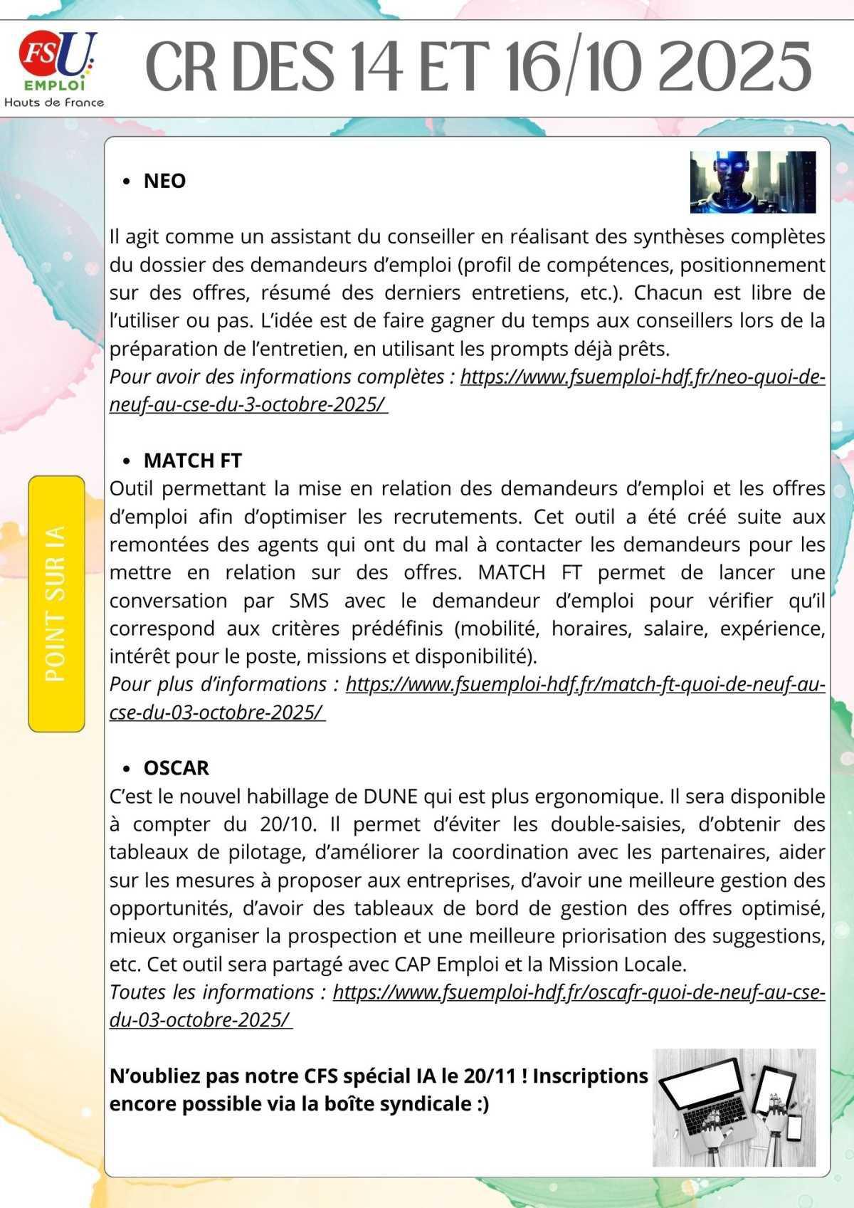 Compte rendu des Conseils Régionaux d'Octobre 2025