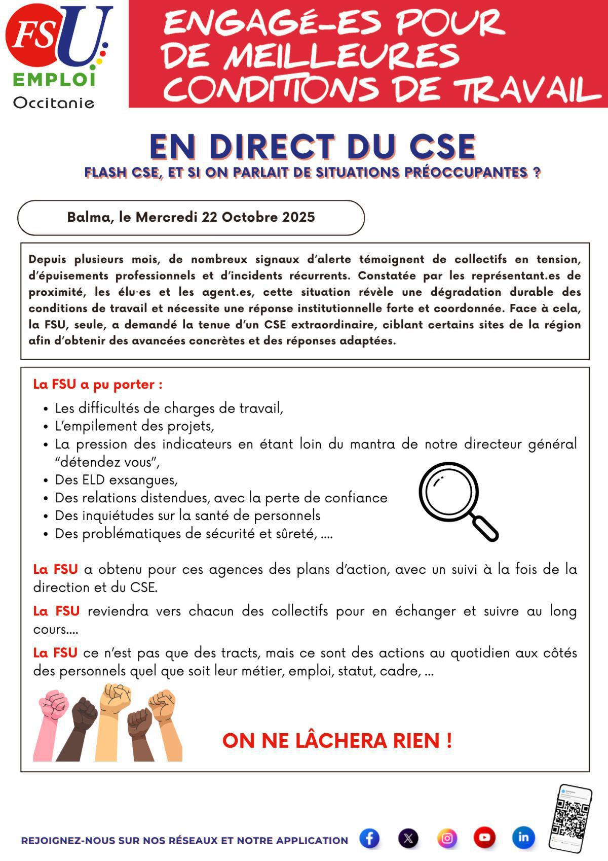 Flash CSE du 22 Octobre 2025