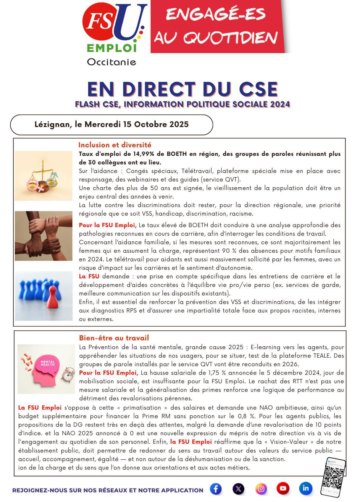 Flash CSE du 15 Octobre 2025