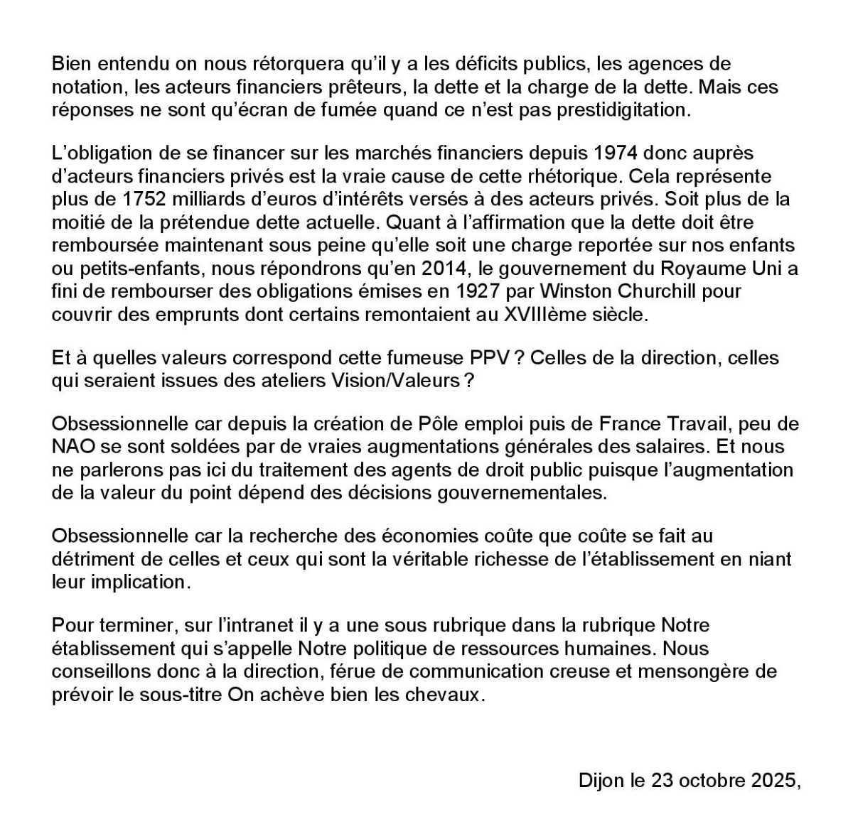 Déclaration FSU emploi BFC Quand la NAO est synonyme de Négation Antisociale Obsessionnelle  Déclaration FSU emploi BFC Quand la NAO est synonyme de Négation Antisociale Obsessionnelle